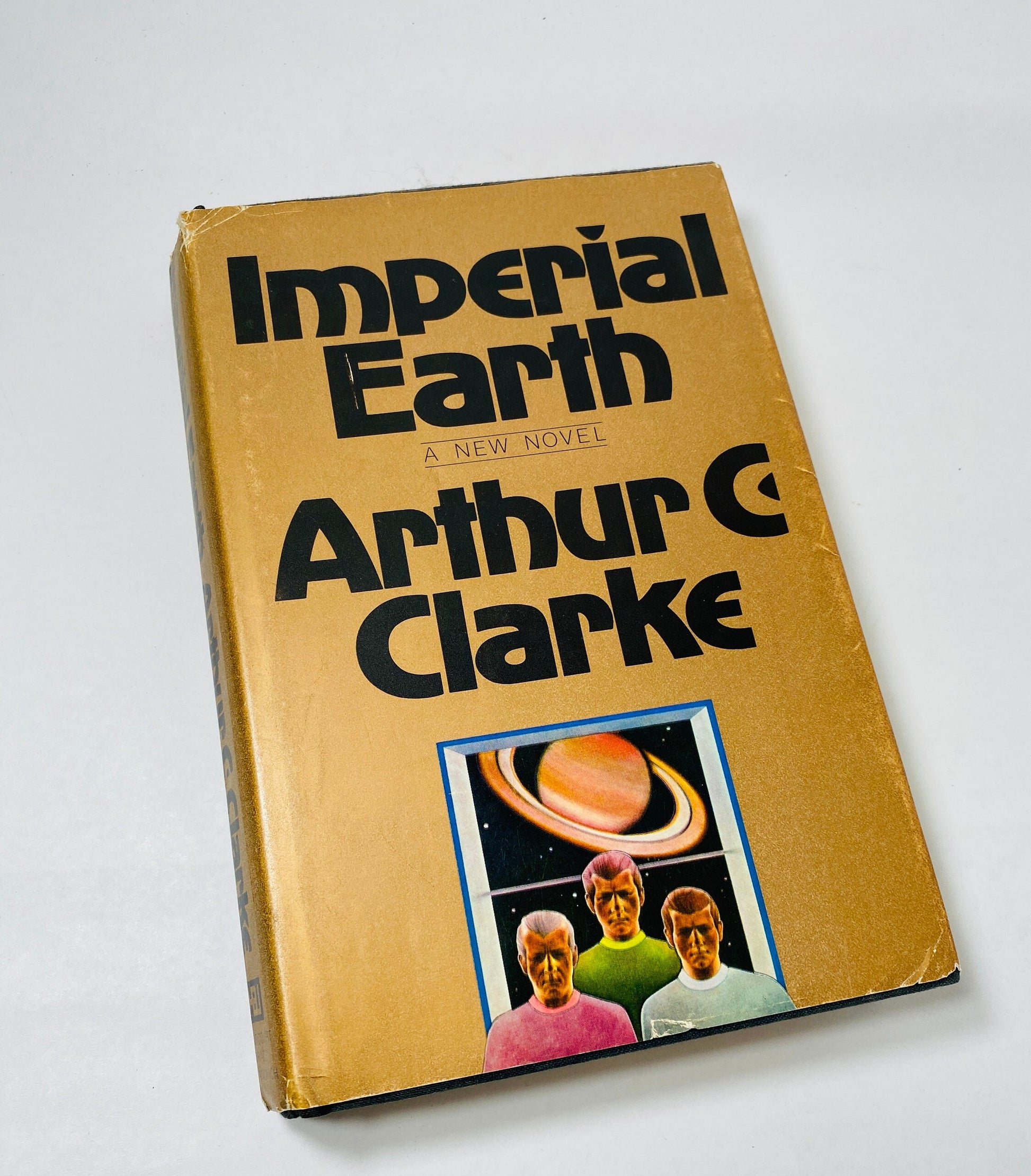 Imperial Earth by Arthur C Clarke FIRST Edition vintage book circa 1976 science fiction Scifi gift gold decor.