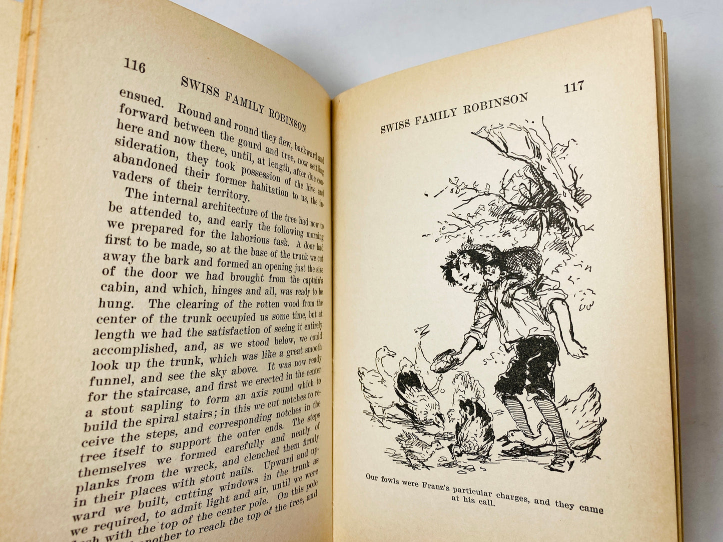 1924 Swiss Family Robinson vintage book by Johann David Wyss about a family who flee Napoleon and ends up shipwrecked on a deserted island