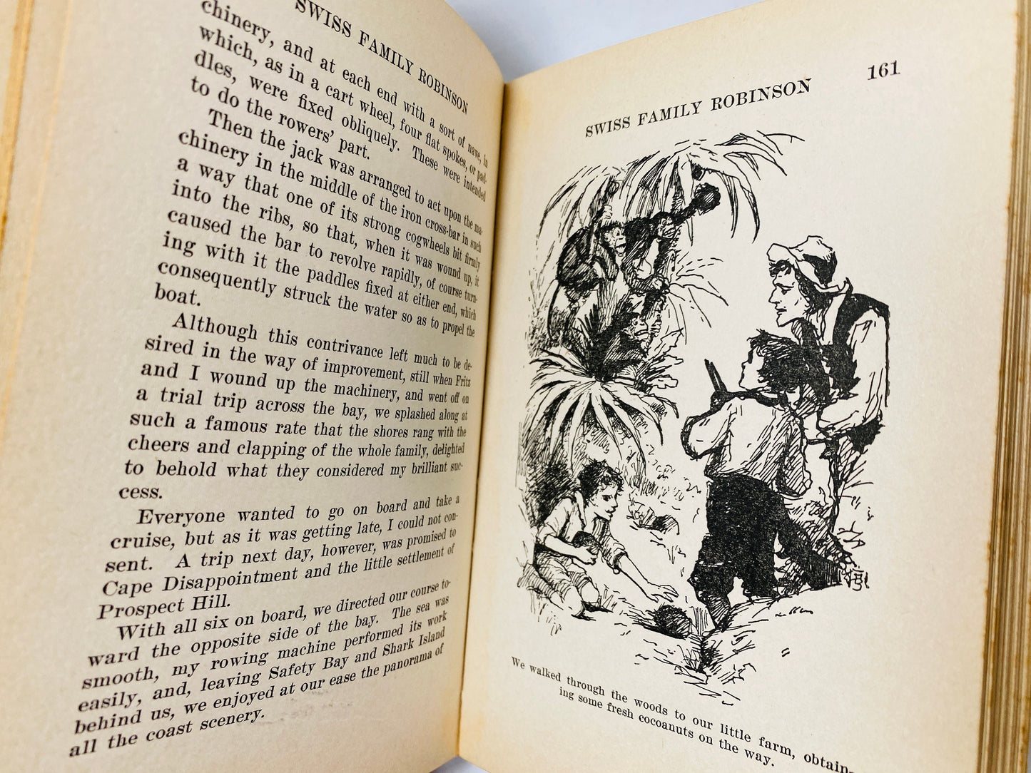 1924 Swiss Family Robinson vintage book by Johann David Wyss about a family who flee Napoleon and ends up shipwrecked on a deserted island