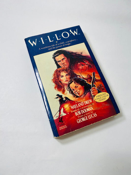 Willow vintage paperback book by Wayland Drew featuring movie cover by George Lucas circa 1988 Science Fiction collectible gift