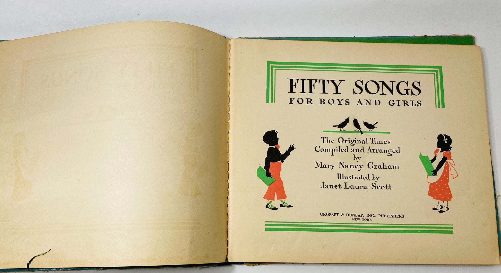 Songs with Music Kindergarten Music Hour Vintage children's book circa 1935 edited by Mary Nancy Graham