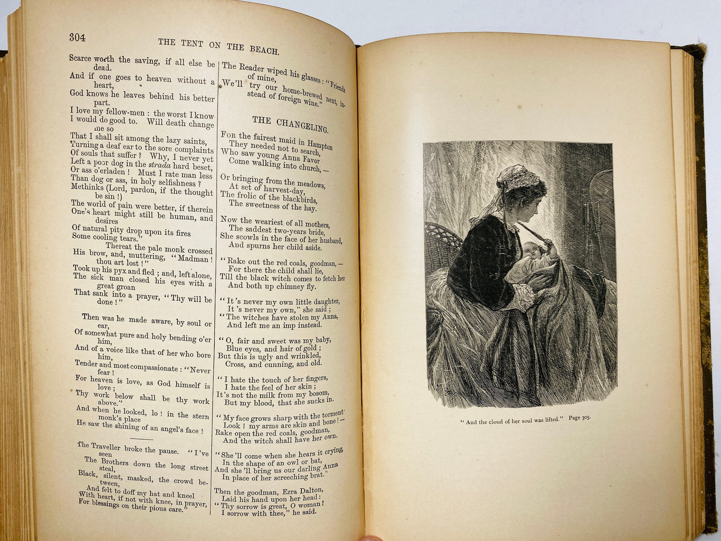 1888 Antique 19th century Whittier poetry book Houghton Mifflin edition with GORGEOUS bindings & gold embellishments. Home decor staging