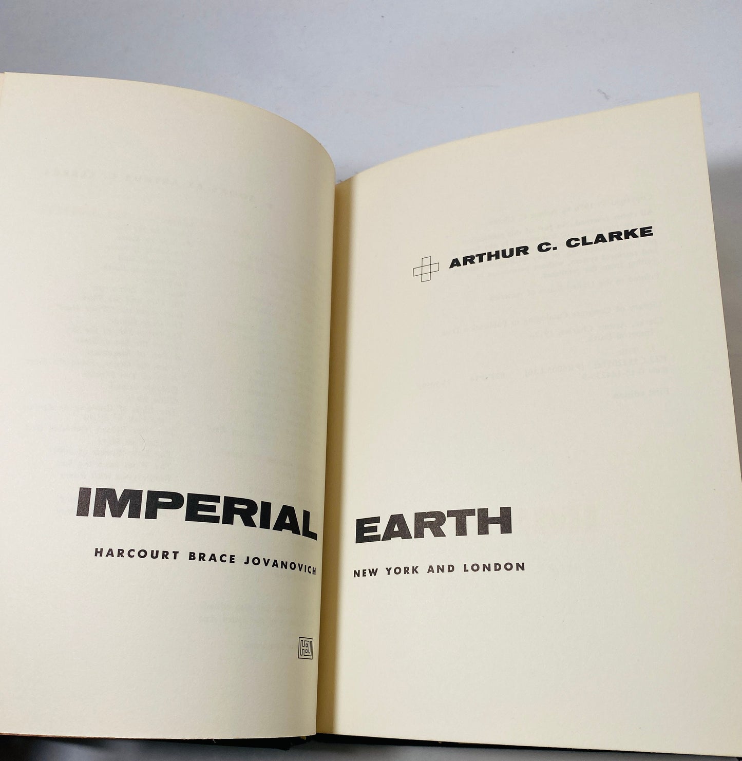 Imperial Earth by Arthur C Clarke FIRST Edition vintage book circa 1976 science fiction Scifi gift gold decor.