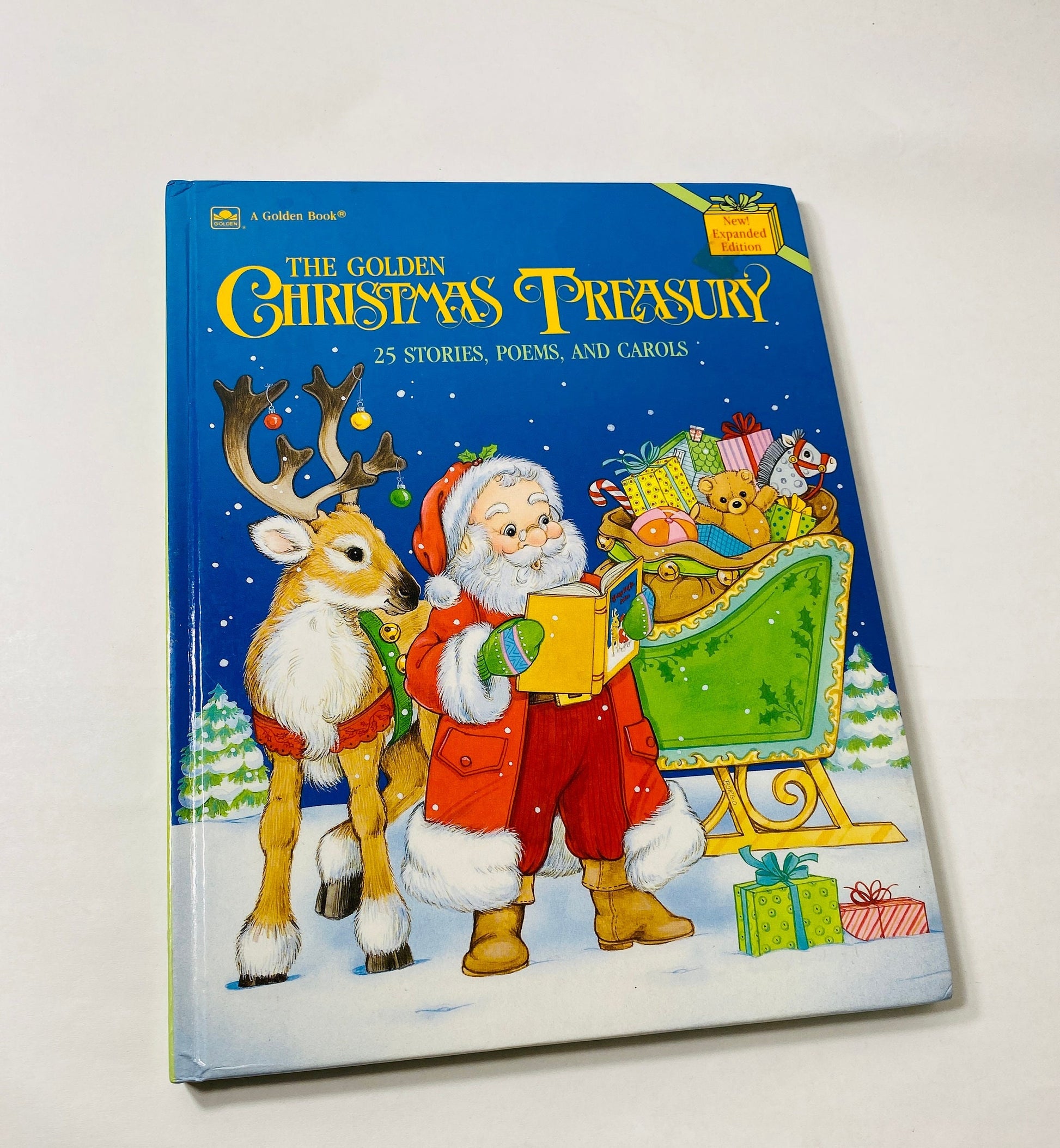 Golden Christmas Treasury LARGE vintage Golden Book circa 1989 Children's stories and carols Santa Frosty -Snow Man