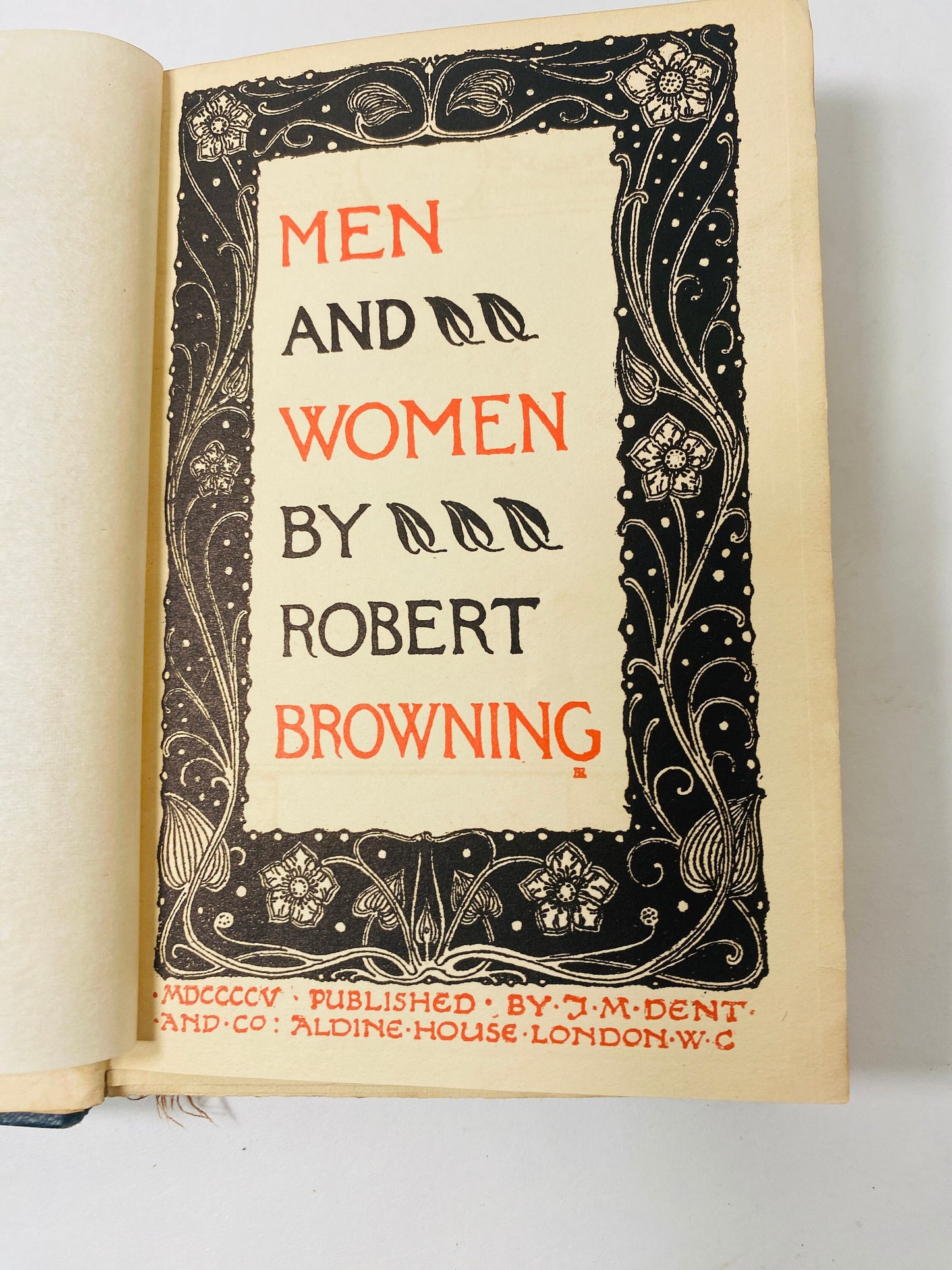 Men & Women antique poetry by Robert Browning book GORGEOUS vintage book circa 1905 Dedicated to Alfred Tennyson. Poetry gift.