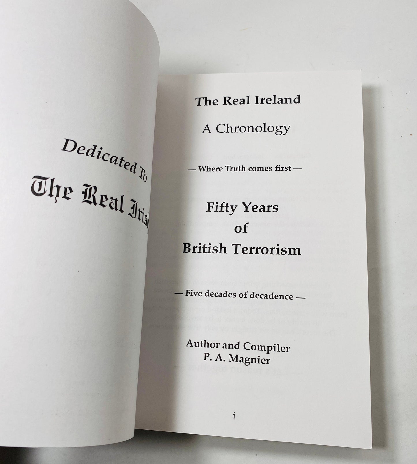 Real Ireland vintage paperback book by Magnier 50 Years of British Terrorism Volume 1 Five Decades of Decadence Irish gift fact vs myth