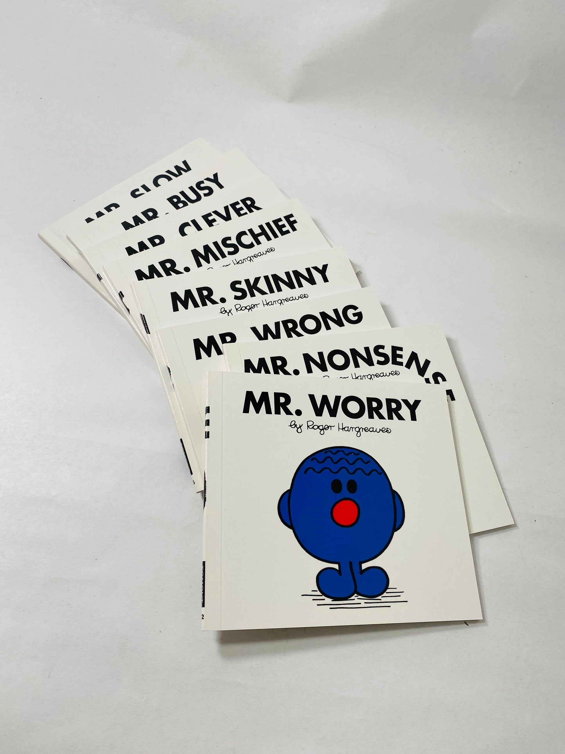 Mr Men vintage paperback books by Roger Hargreaves circa 1990 Children's books Mischief Nonsense Worry