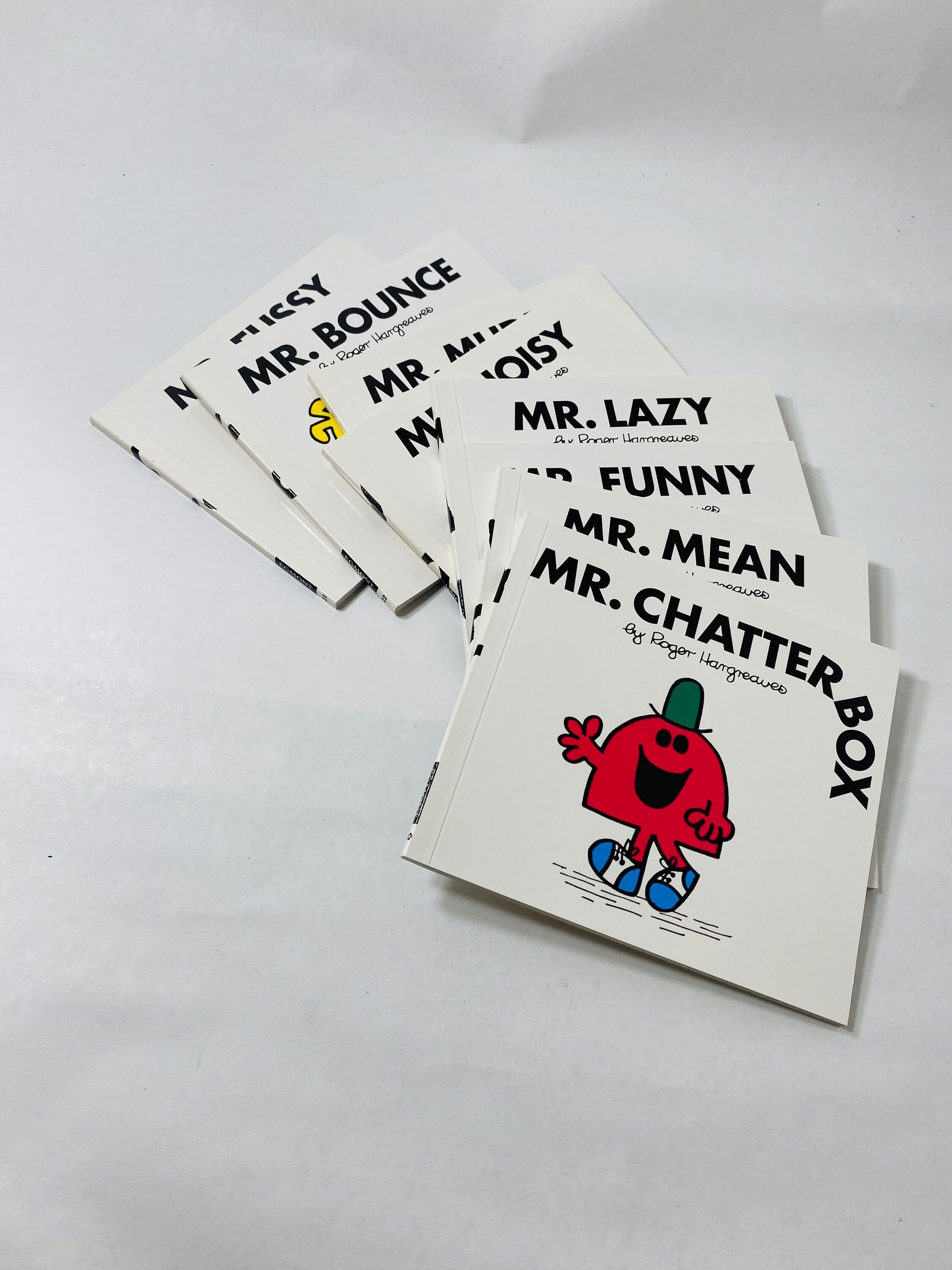 Mr. Lazy Mr Men vintage paperback books by Roger Hargreaves circa 1990 Children's books. Christmas stocking stuffer Chatterbox Funny Lazy