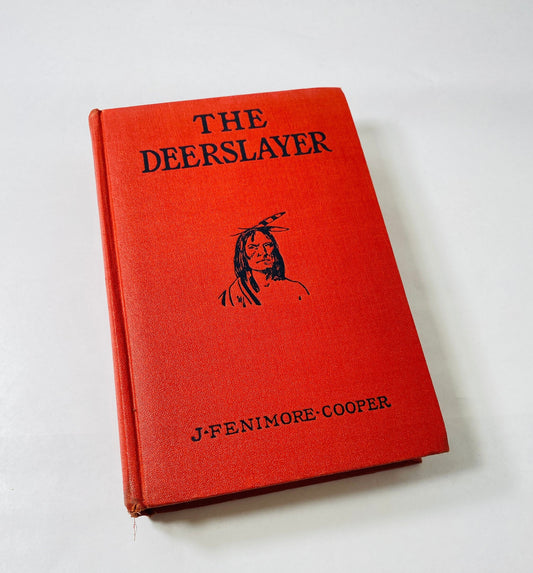 James Fenimore Cooper Deerslayer circa 1900 red vintage book with black embossing