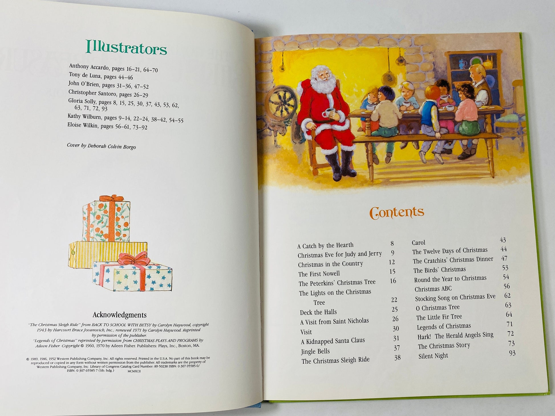 Golden Christmas Treasury LARGE vintage Golden Book circa 1989 Children's stories and carols Santa Frosty -Snow Man