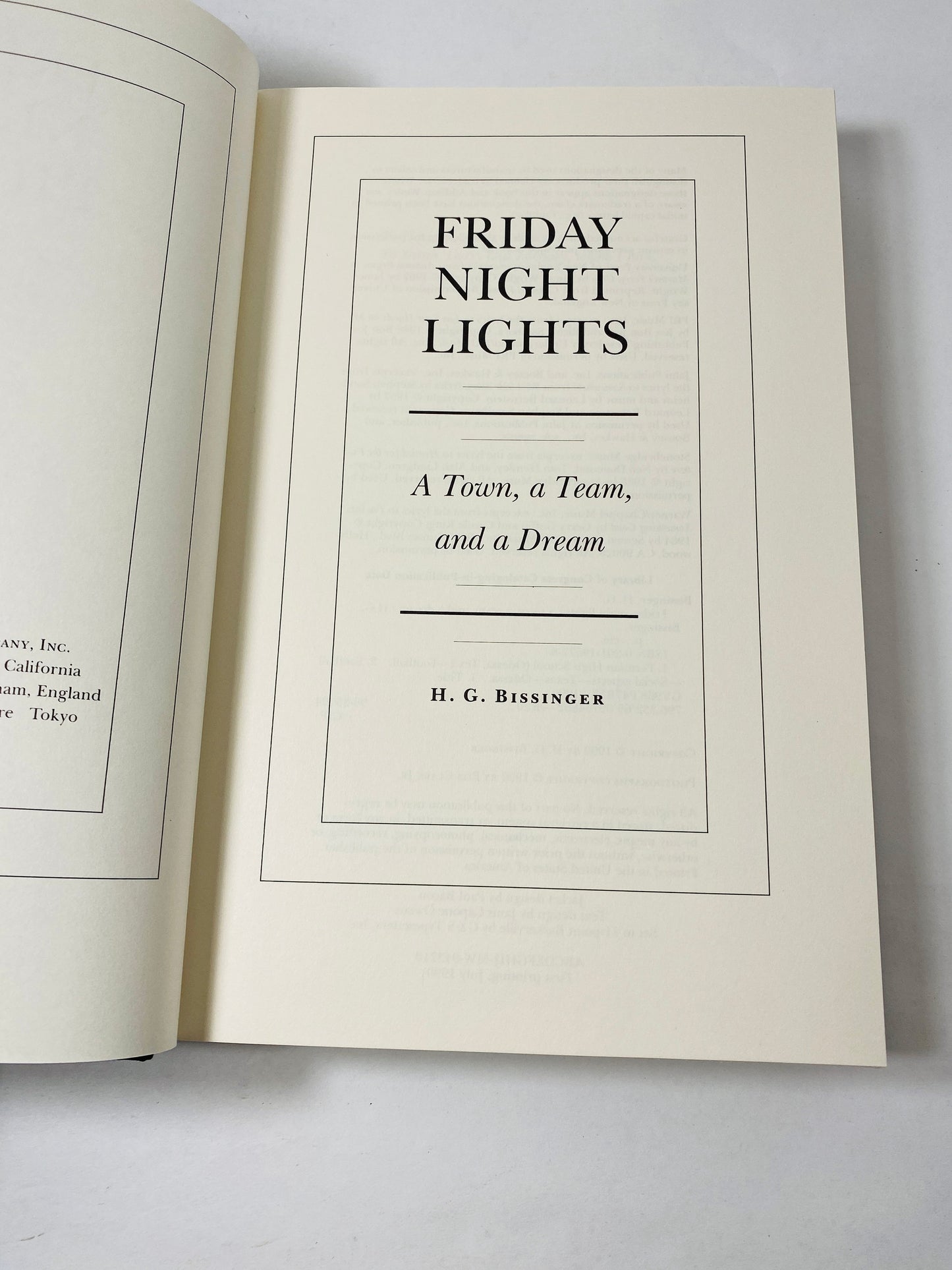 Friday Night Lights by HG Bissinger First printing vintage book A Town, a Team and a Dream. Football black book decor. Texas sports gift