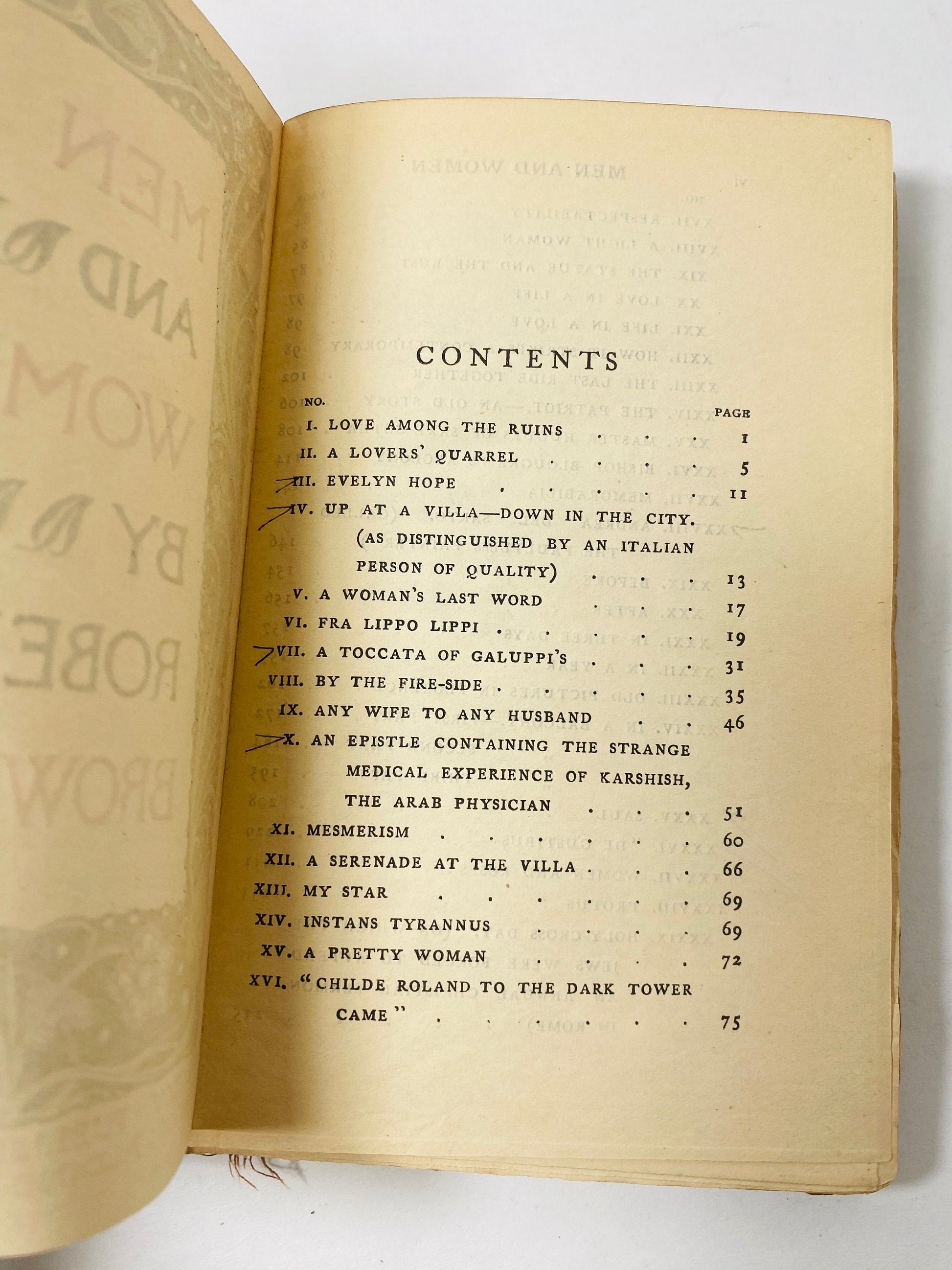 Men & Women antique poetry by Robert Browning book GORGEOUS vintage book circa 1905 Dedicated to Alfred Tennyson. Poetry gift.