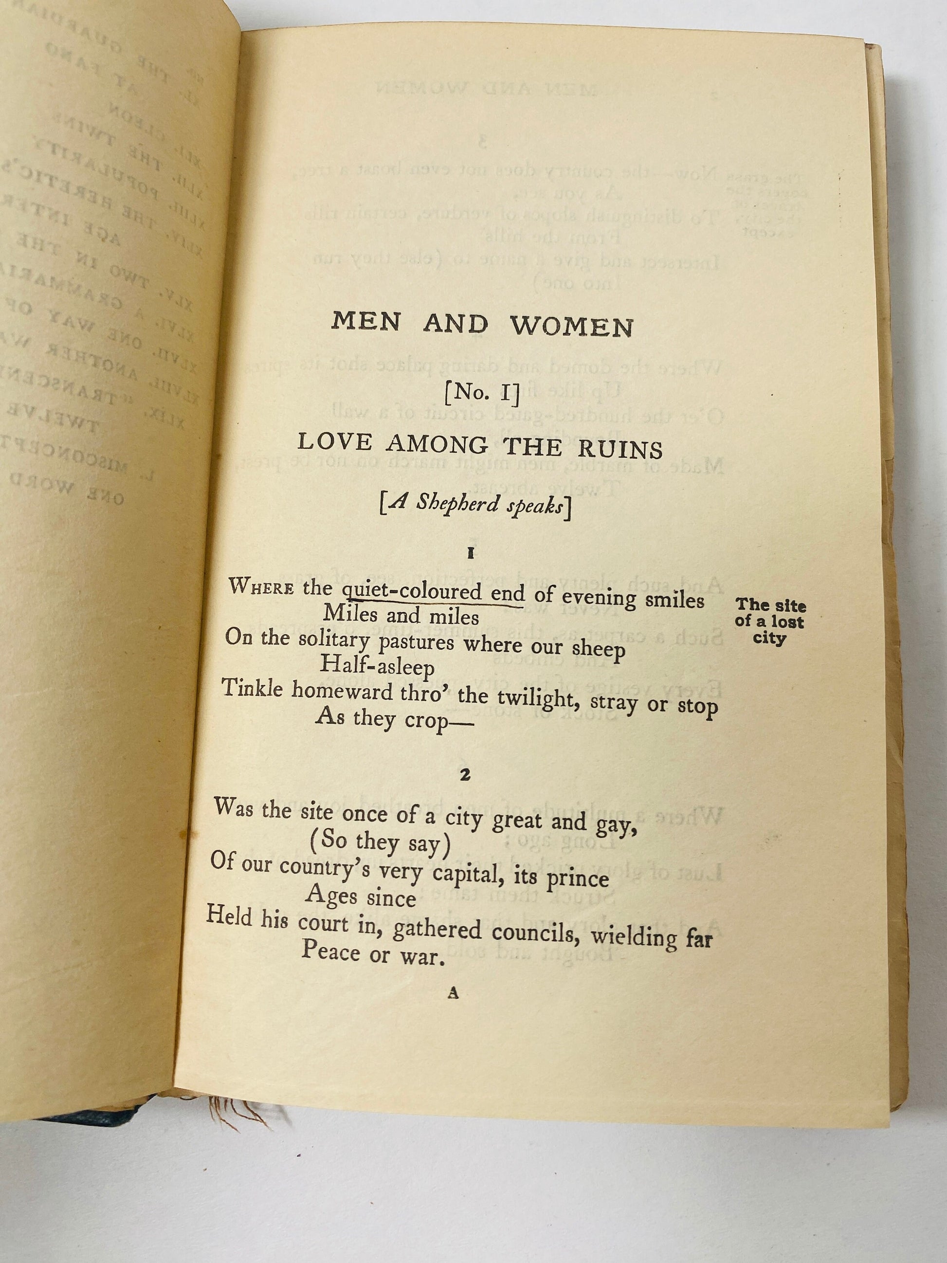 Men & Women antique poetry by Robert Browning book GORGEOUS vintage book circa 1905 Dedicated to Alfred Tennyson. Poetry gift.