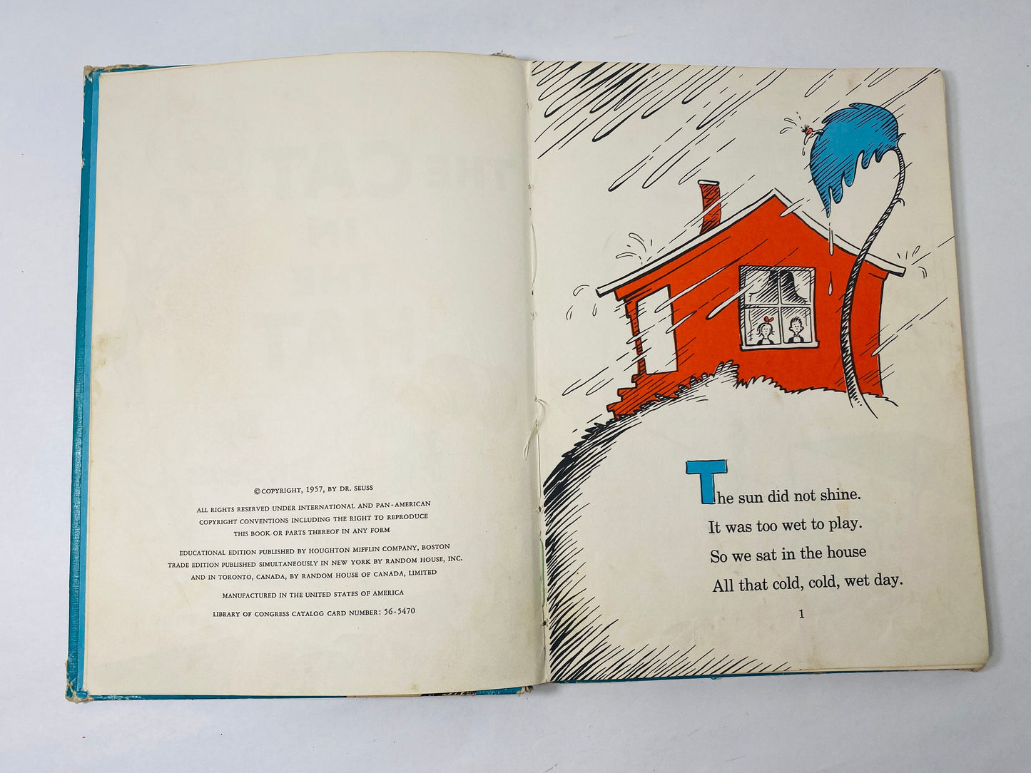 Cat in the Hat by Dr Seuss Book Vintage book EARLY PRINTING circa 1957.