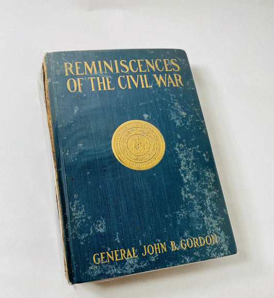 1903 Reminiscences of the Civil War by General John Gordon vintage book Beautiful blue decor with gilded gold American soldier secession