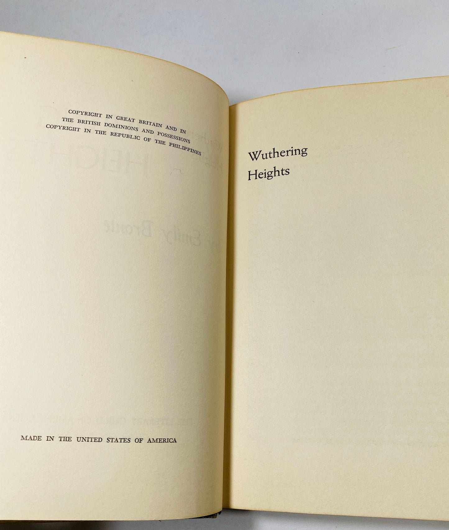 Wuthering Heights by Emily Bronte Beautiful vintage book Literary Guild edition circa 1947 Fantastic love story and gift. Embossed