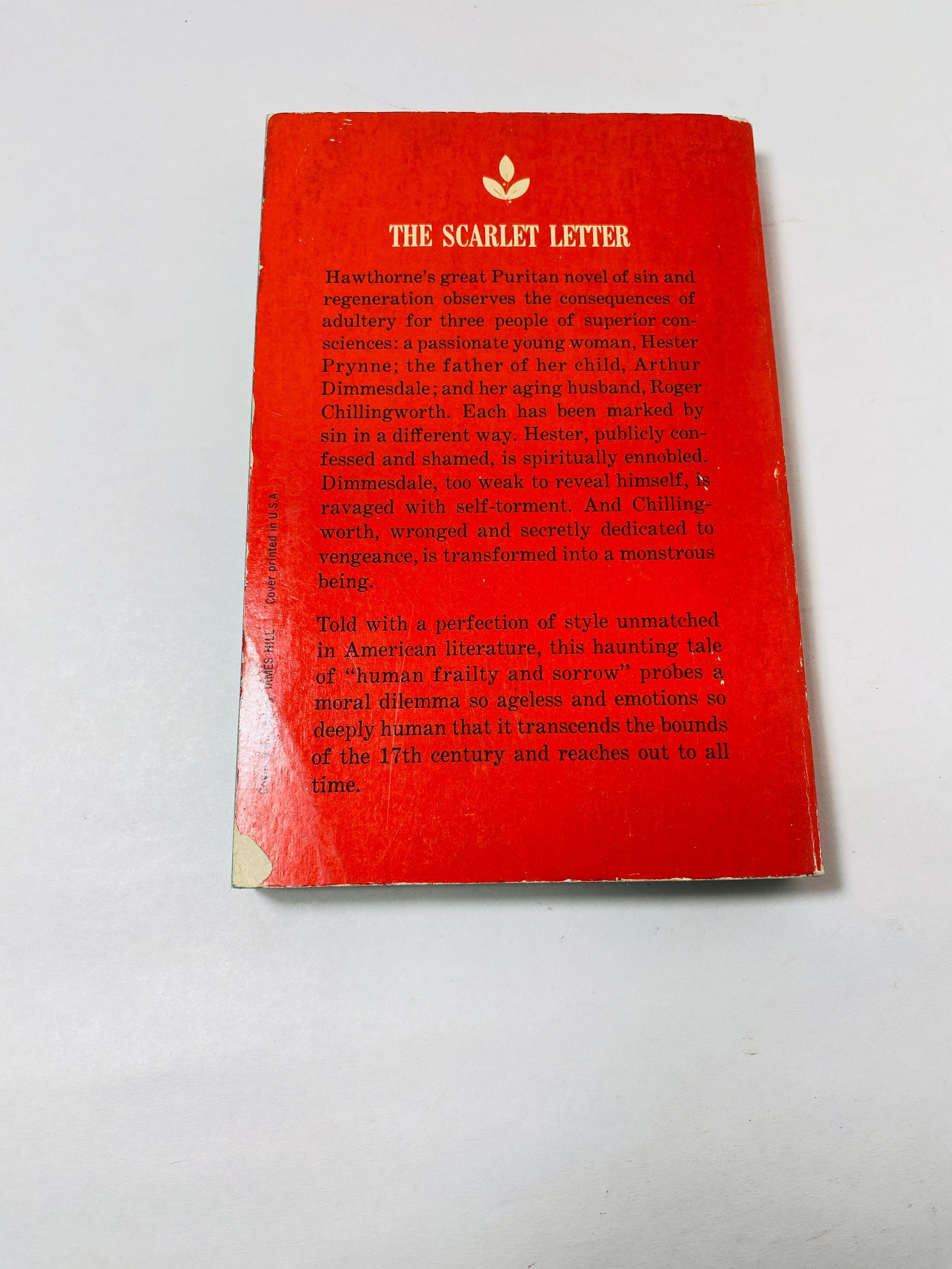 1969 Scarlet Letter vintage paperback book by Nathaniel Hawthorne Explores sin, vengeance and regeneration as a consequence of adultery