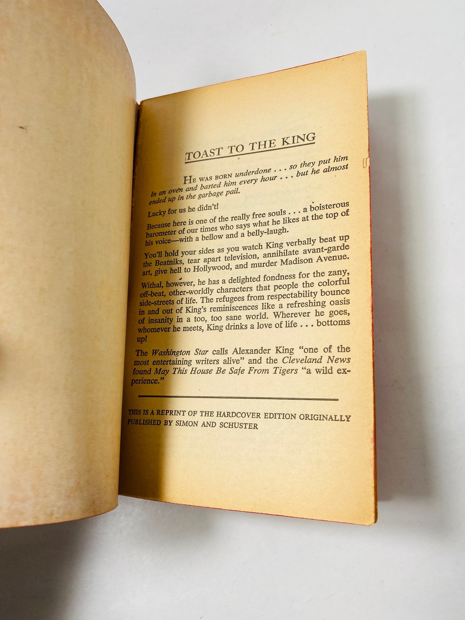 May this house be Free from Tigers vintage FIRST PRINTING paperback book by Alexander King circa 1961 1960s best selling novel