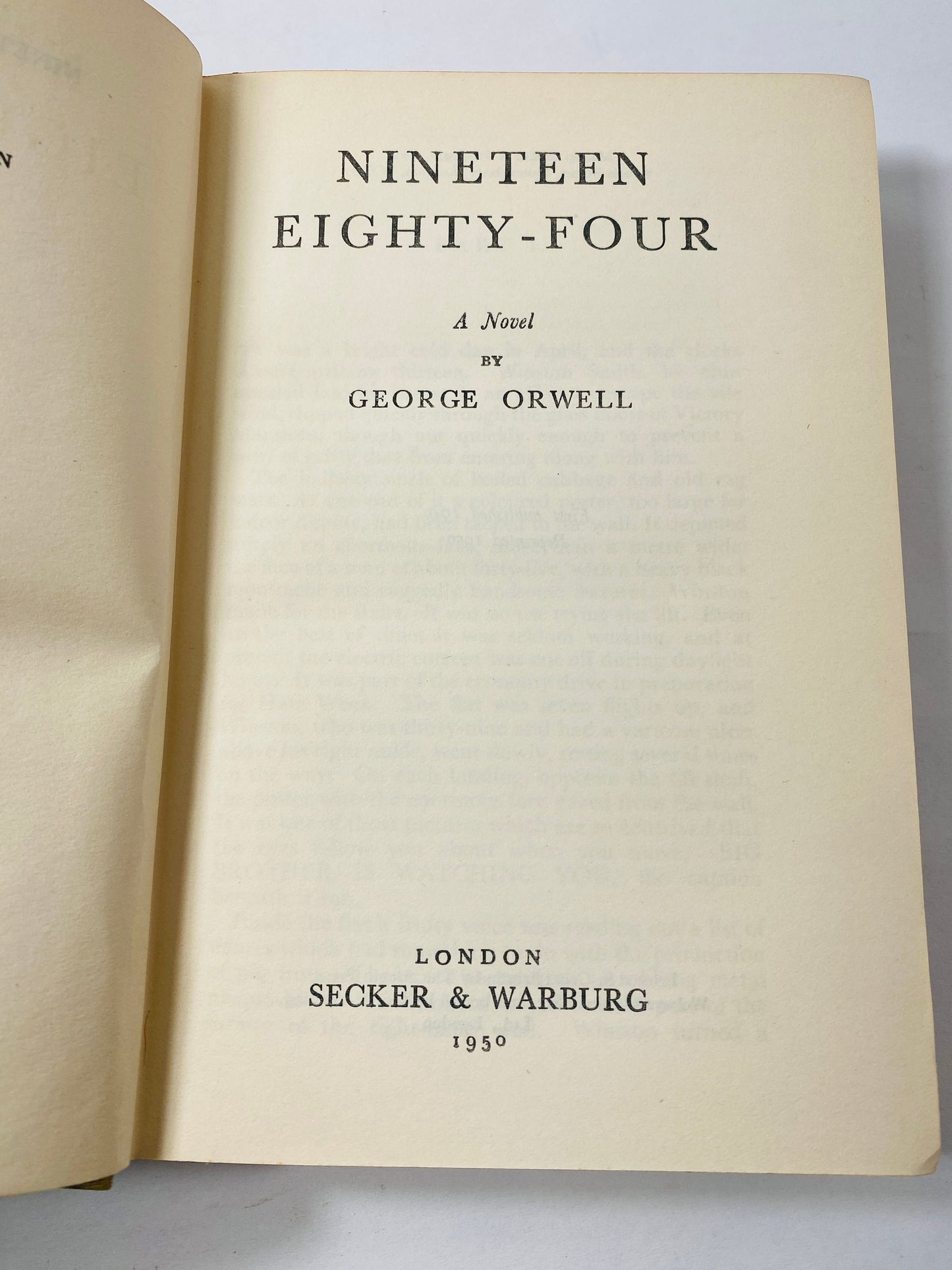 Nineteen Eighty-Four George Orwell FIRST EDITION Second Printing London Secker & Warburg circa 1950 vintage book 1984 dust jacket dystopian