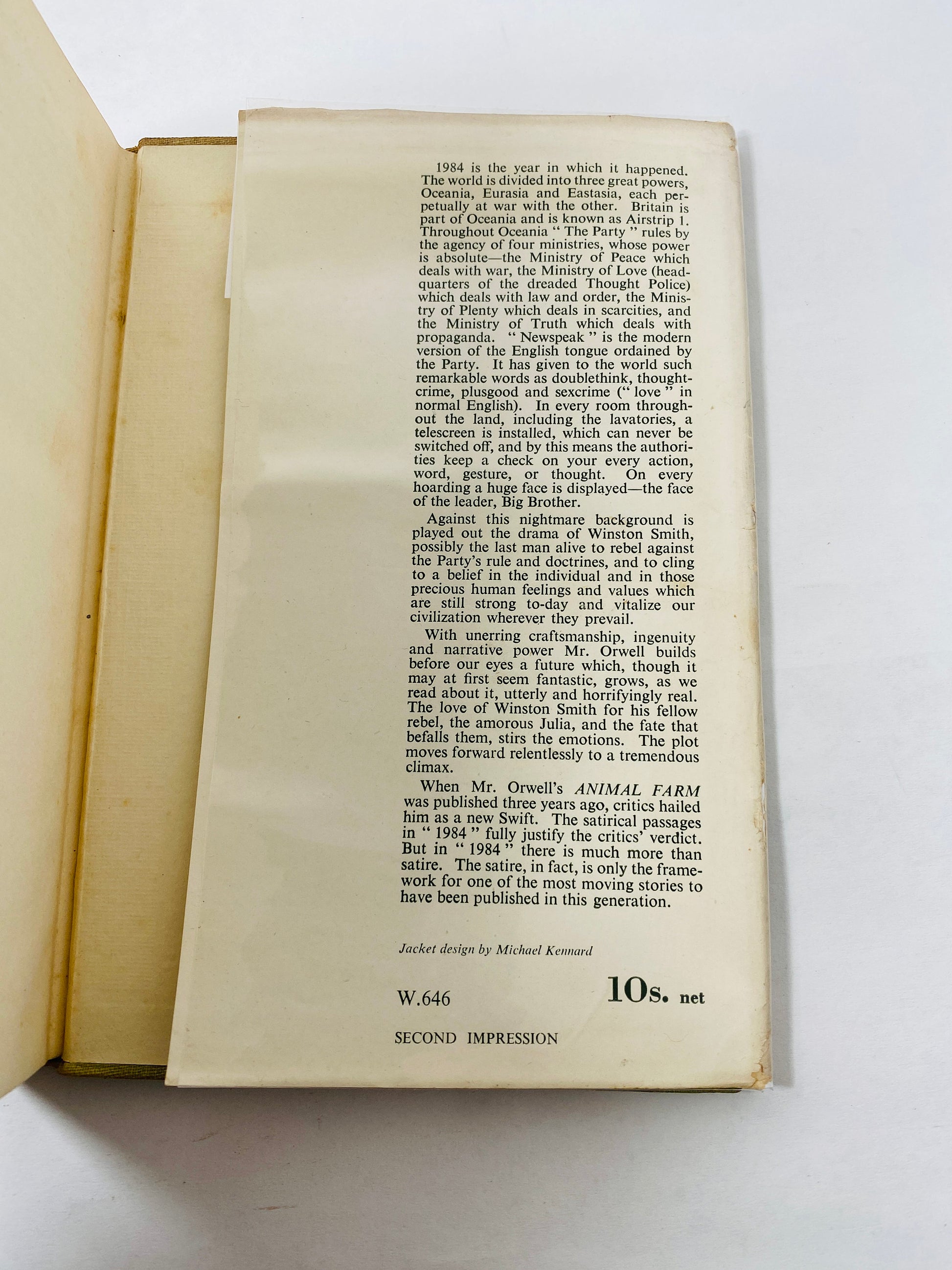 Nineteen Eighty-Four George Orwell FIRST EDITION Second Printing London Secker & Warburg circa 1950 vintage book 1984 dust jacket dystopian