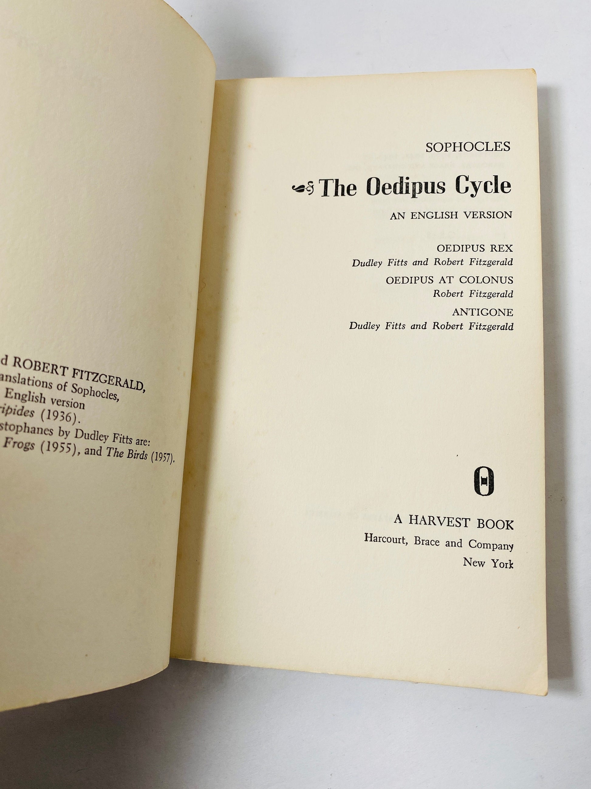 Sophocles the Oedipus Cycle vintage paperback book circa 1949 Antigone psychology Greek Psychoanalysis. Stocking Stuffer