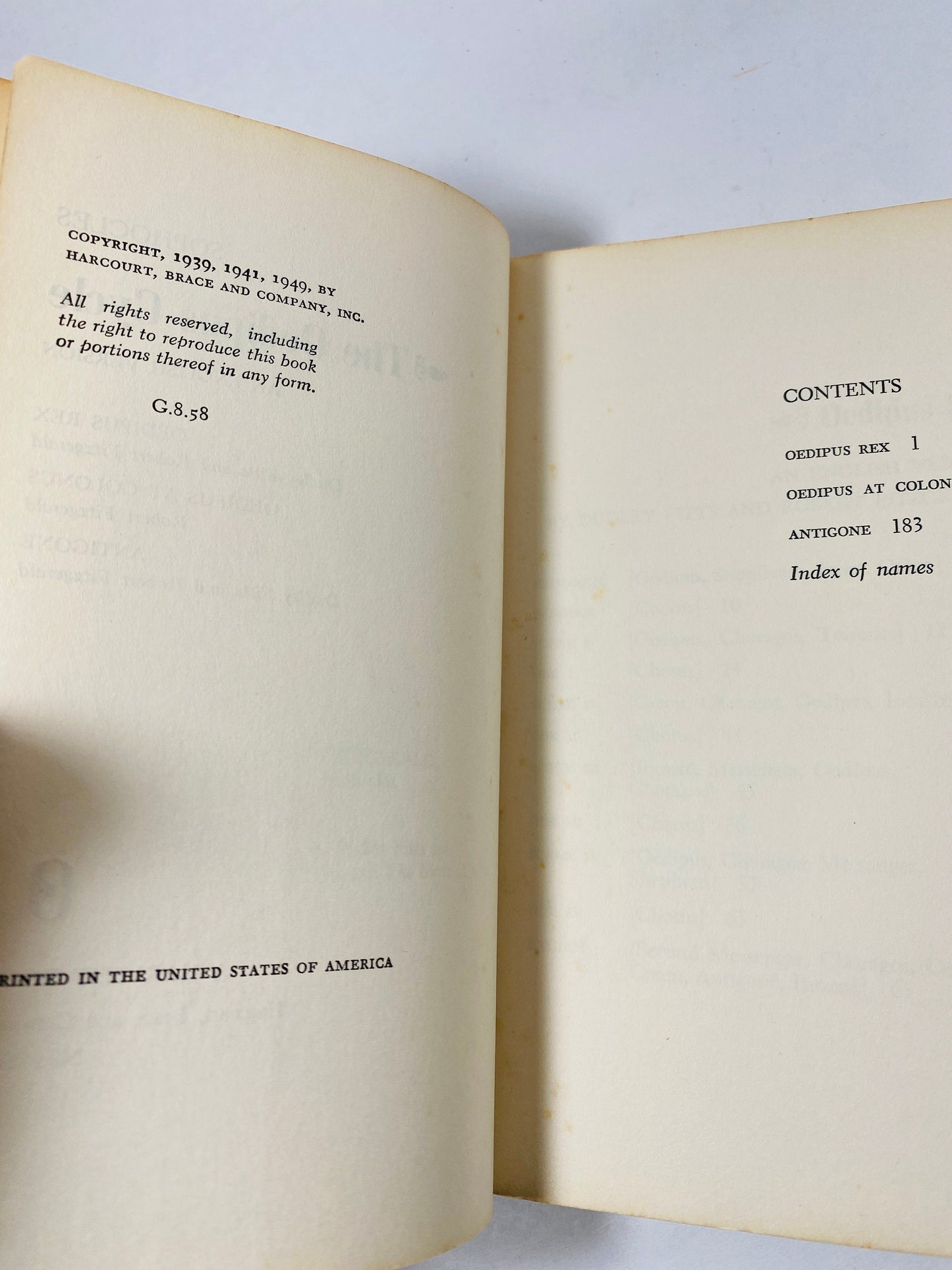 Sophocles the Oedipus Cycle vintage paperback book circa 1949 Antigone psychology Greek Psychoanalysis. Stocking Stuffer