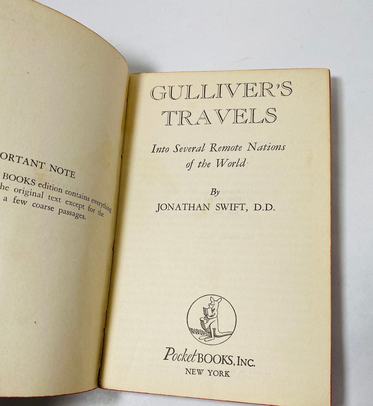 1939 Gulliver's Travels vintage paperback book Complete and Unabridged Pocket Edition Into Some Remote Regions of the World Jonathan Swift