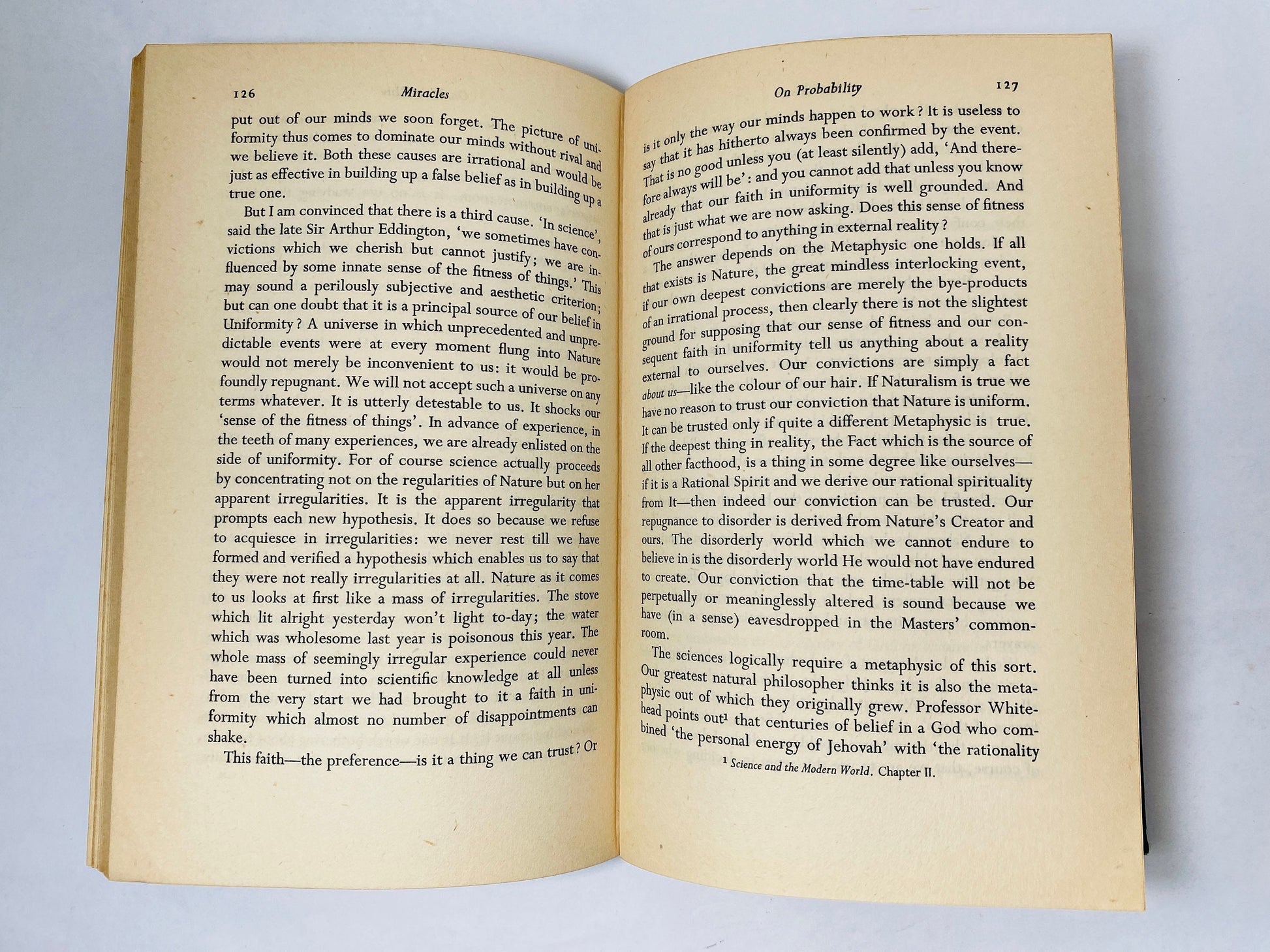 1948 Miracles by CS Lewis vintage book EARLY PRINTING about Christianity and God's intervention in nature Preliminary Study Geoffrey Bles