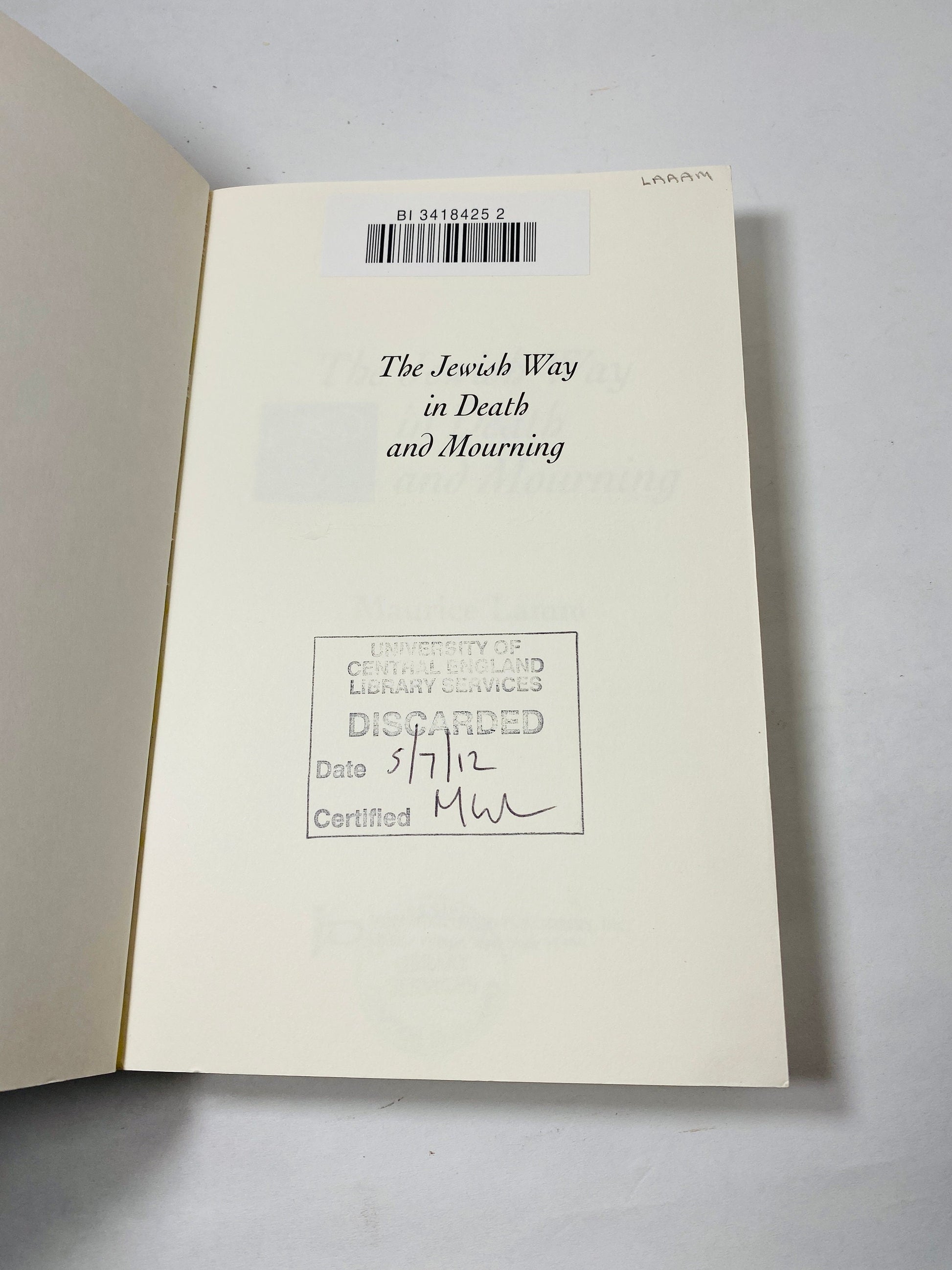 Jewish Way in Death and Mourning vintage paperback book by Maurice Lamm University of England Library customs in mourning