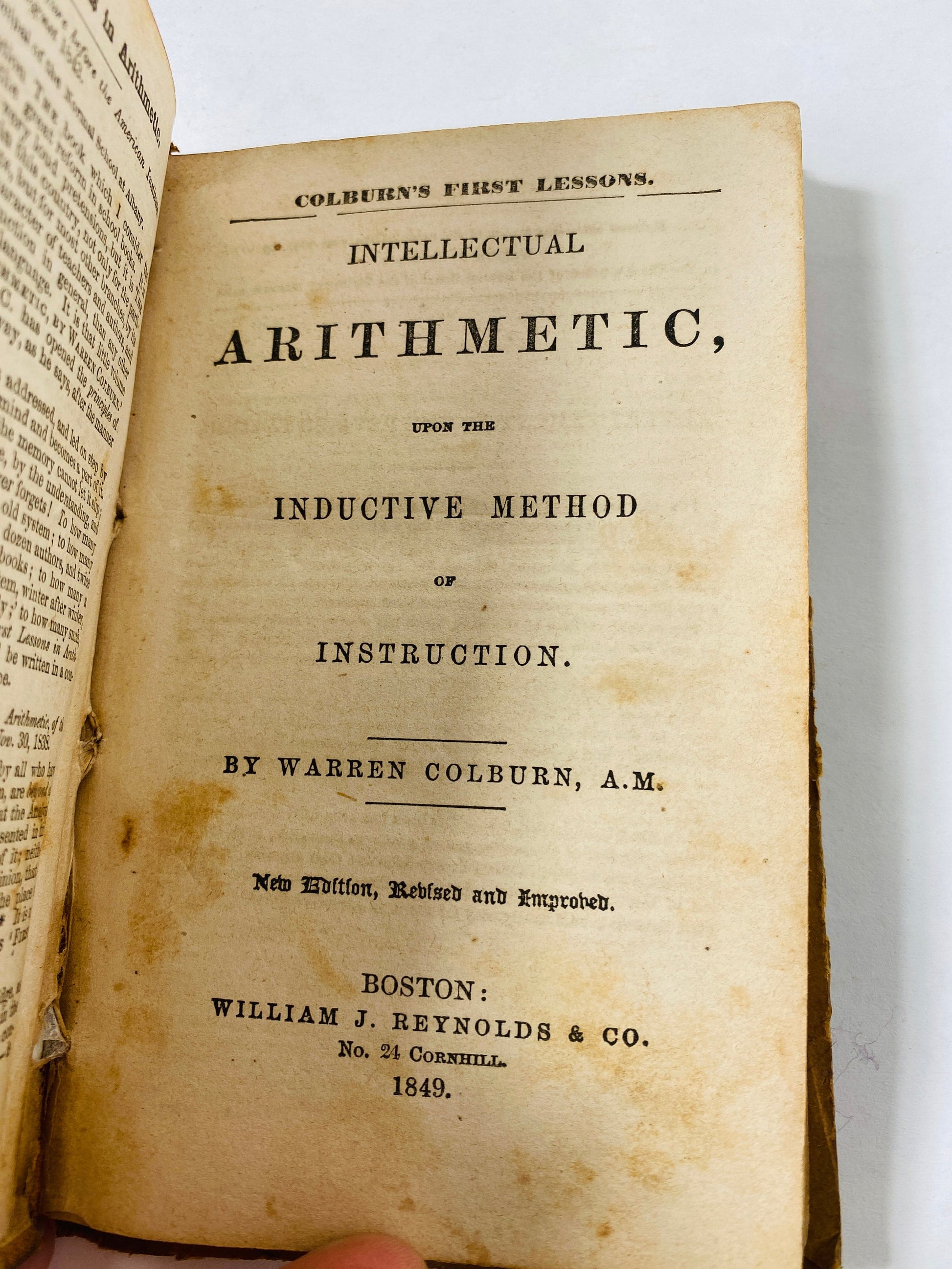 1849 Mathematics RARE Pre Civil War Arithmetic Textbook Inductive Method of Instruction United States vintage school book by Warren Colburn