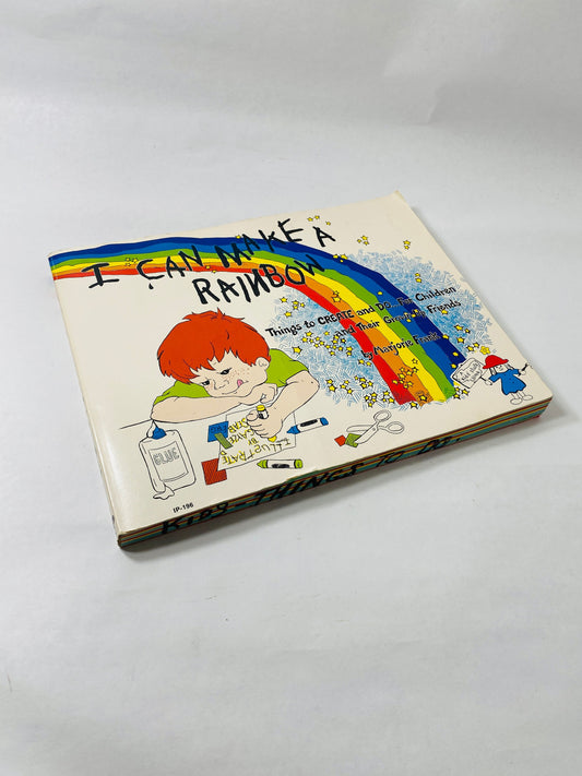 1976 I Can Make a Rainbow by Marjorie Frank vintage paperback book Kids Activities Home School arts crafts, artistic confidence