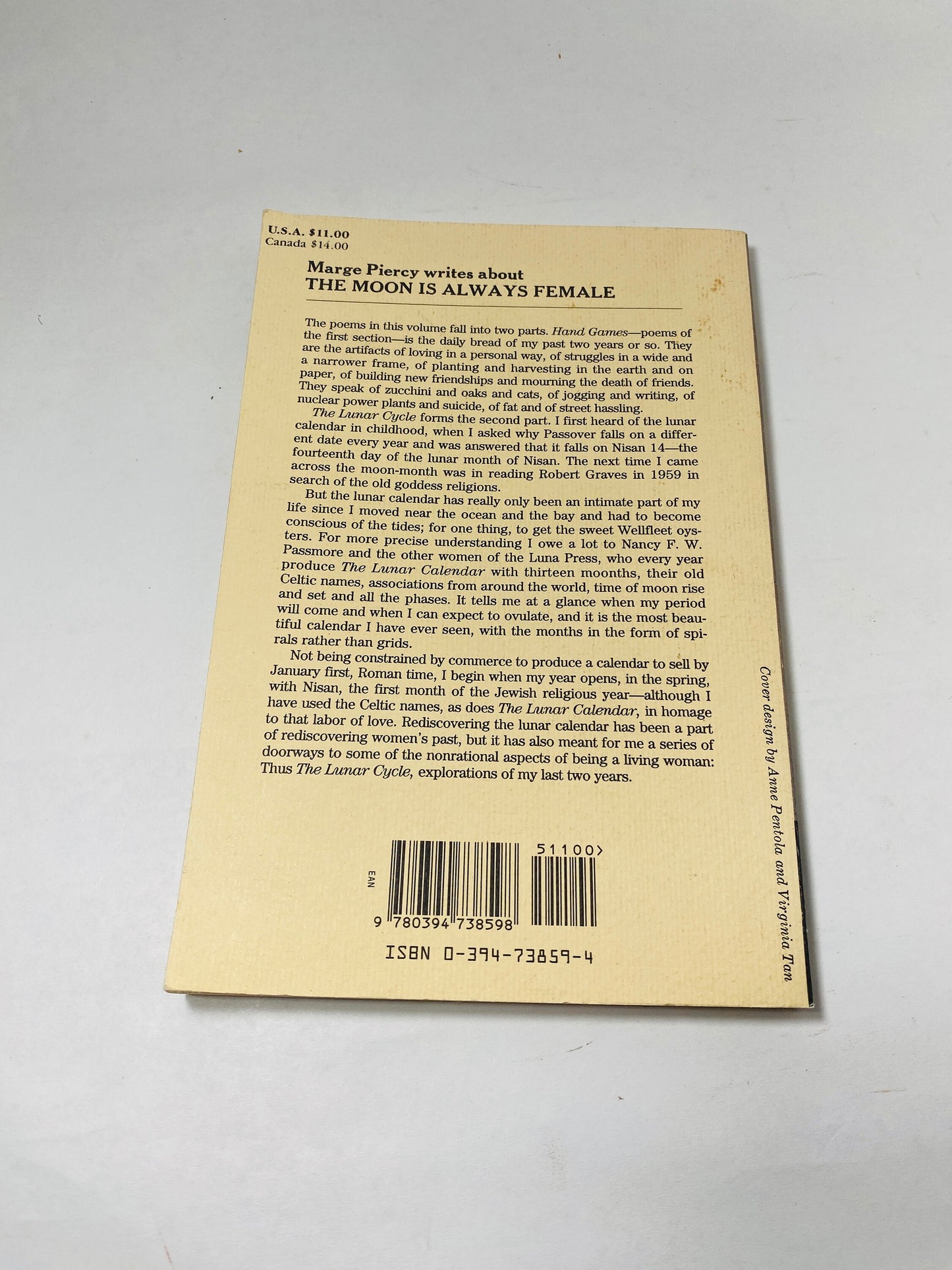 Marge Piercy The Moon Is Always Female vintage EARLY PRINTING paperback book circa 1993 literary masterpiece female poet gothic emo gift.