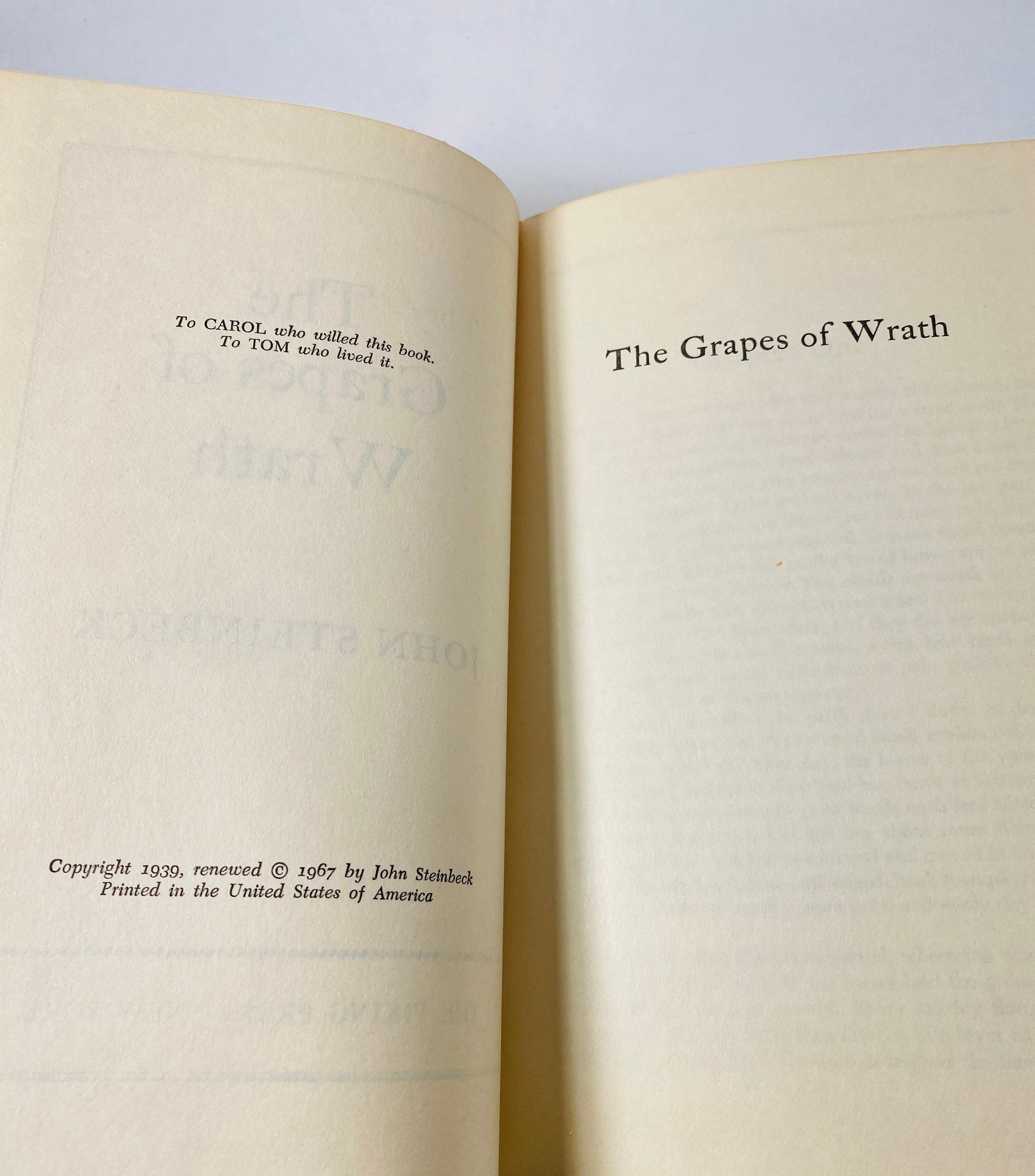 Grapes of Wrath by John Steinbeck vintage book circa 1967 Viking Press Tan & Brown bound Decor rustic classic gift