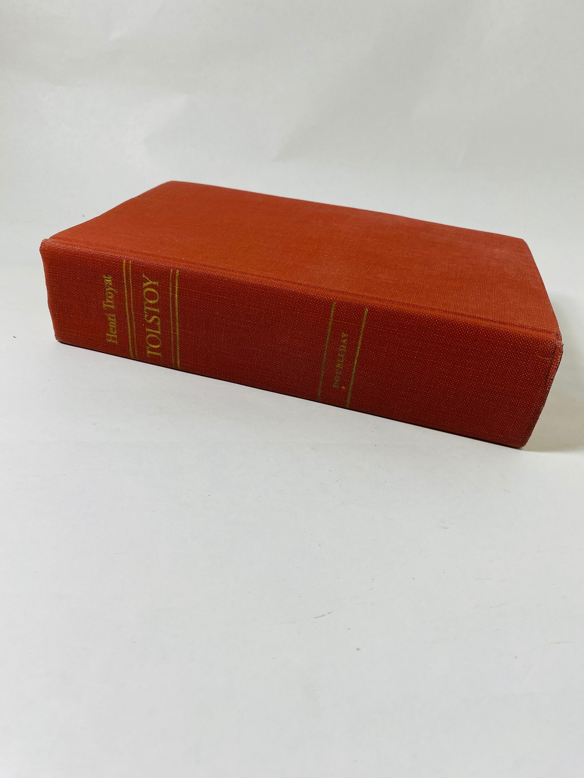 Reminiscences of Tolstoy by Henri Troyatt vintage biography book circa 1967 Burnt orange bookshelf decor gift