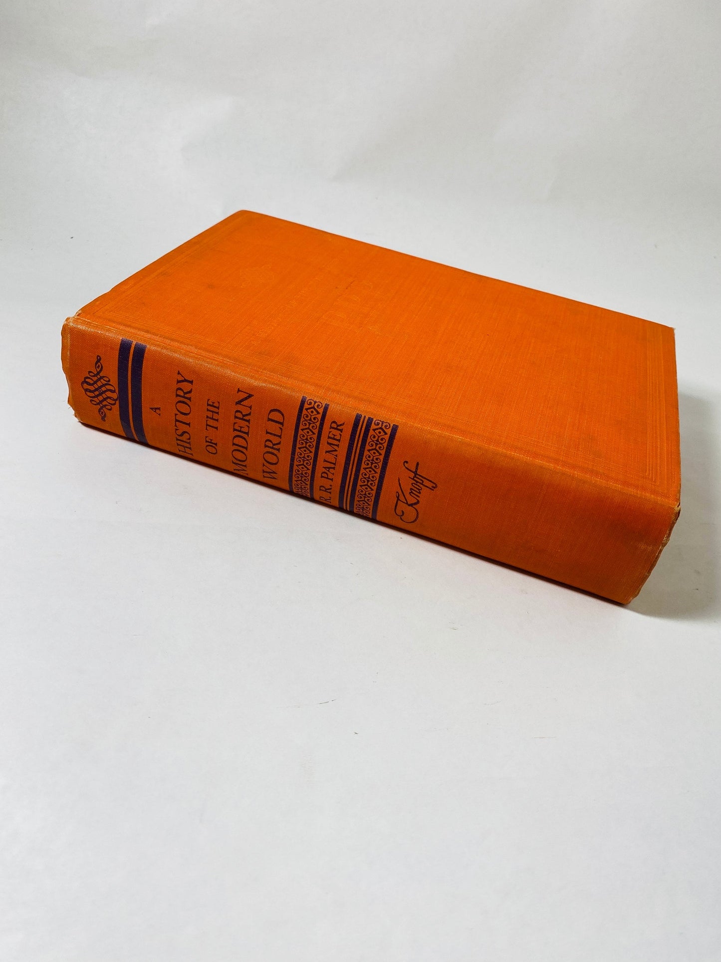 History of the Modern World EARLY PRINTING burnt orange vintage book circa 1952 Princeton University press by Palmer