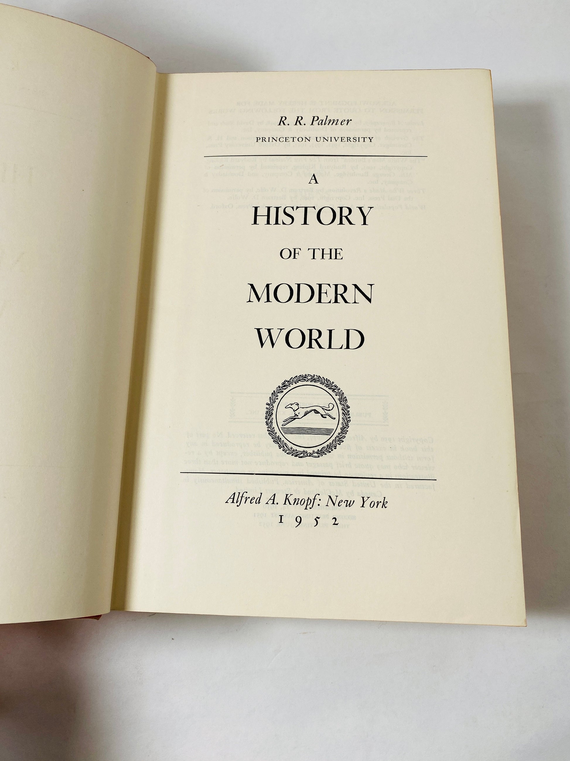 History of the Modern World EARLY PRINTING burnt orange vintage book circa 1952 Princeton University press by Palmer