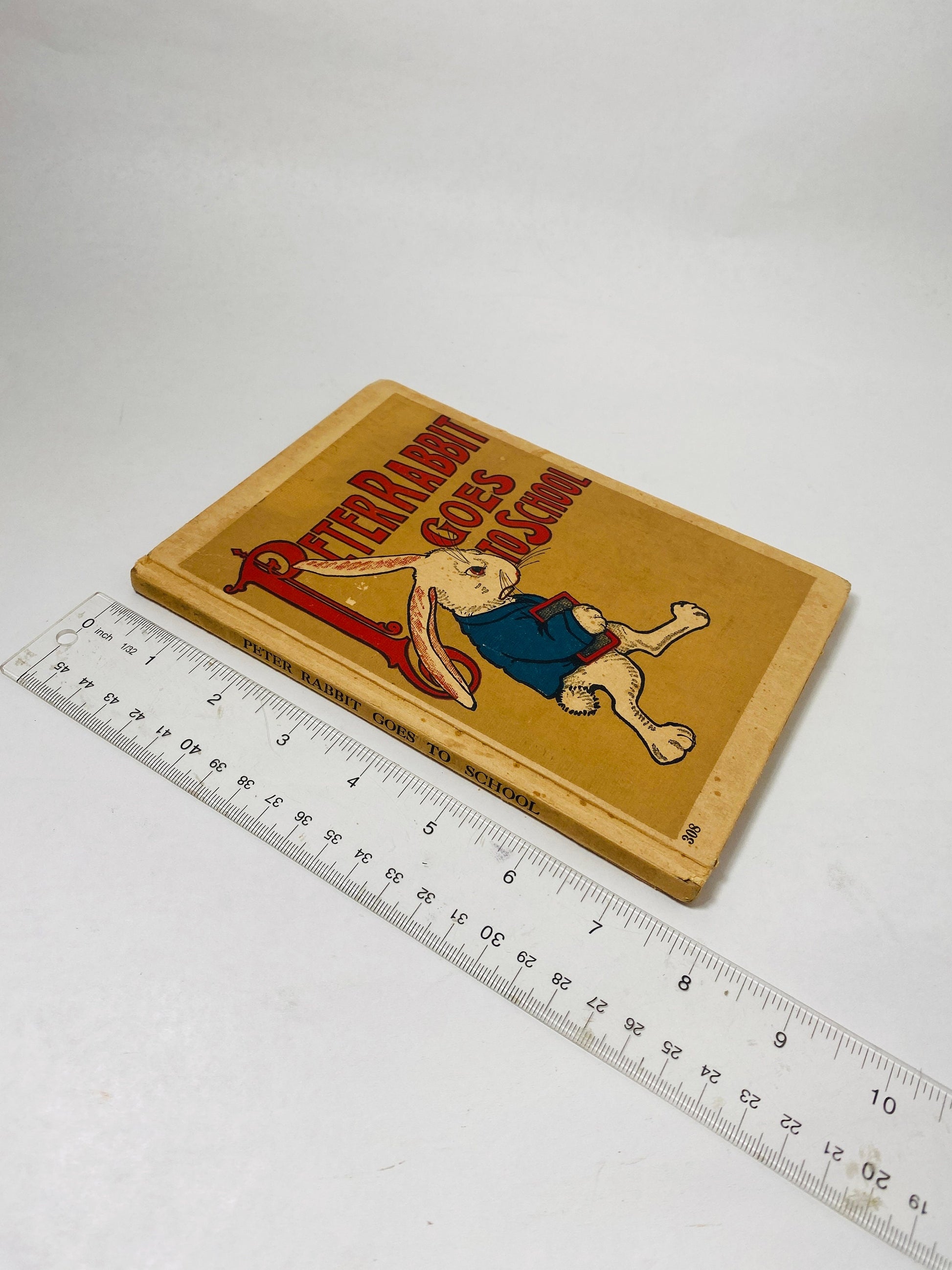 Peter Rabbit Goes to School vintage Saalfield book circa 1917 Children's Easter gift collectible Poor Condition with children's coloring