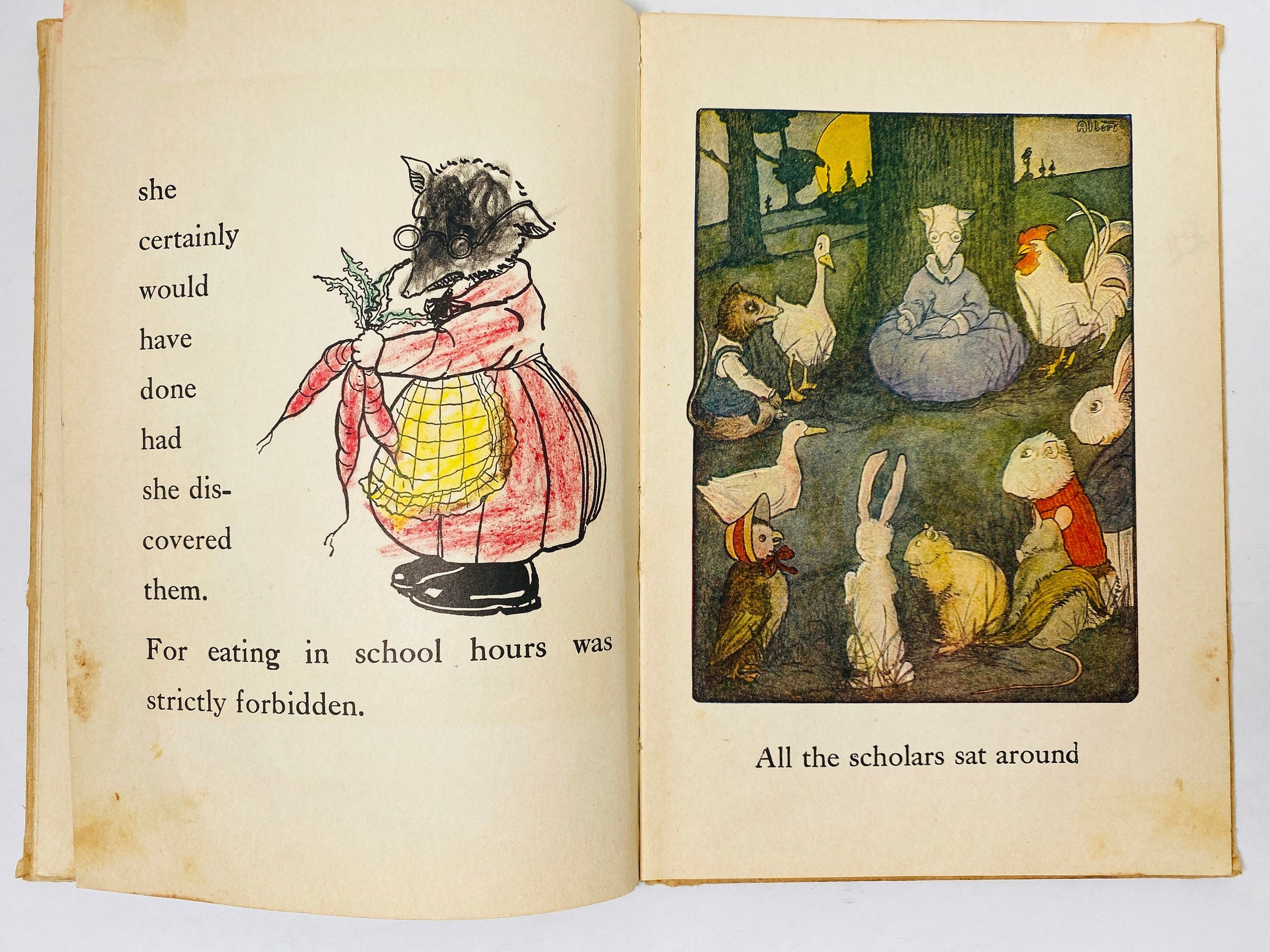 Peter Rabbit Goes to School vintage Saalfield book circa 1917 Children's Easter gift collectible Poor Condition with children's coloring