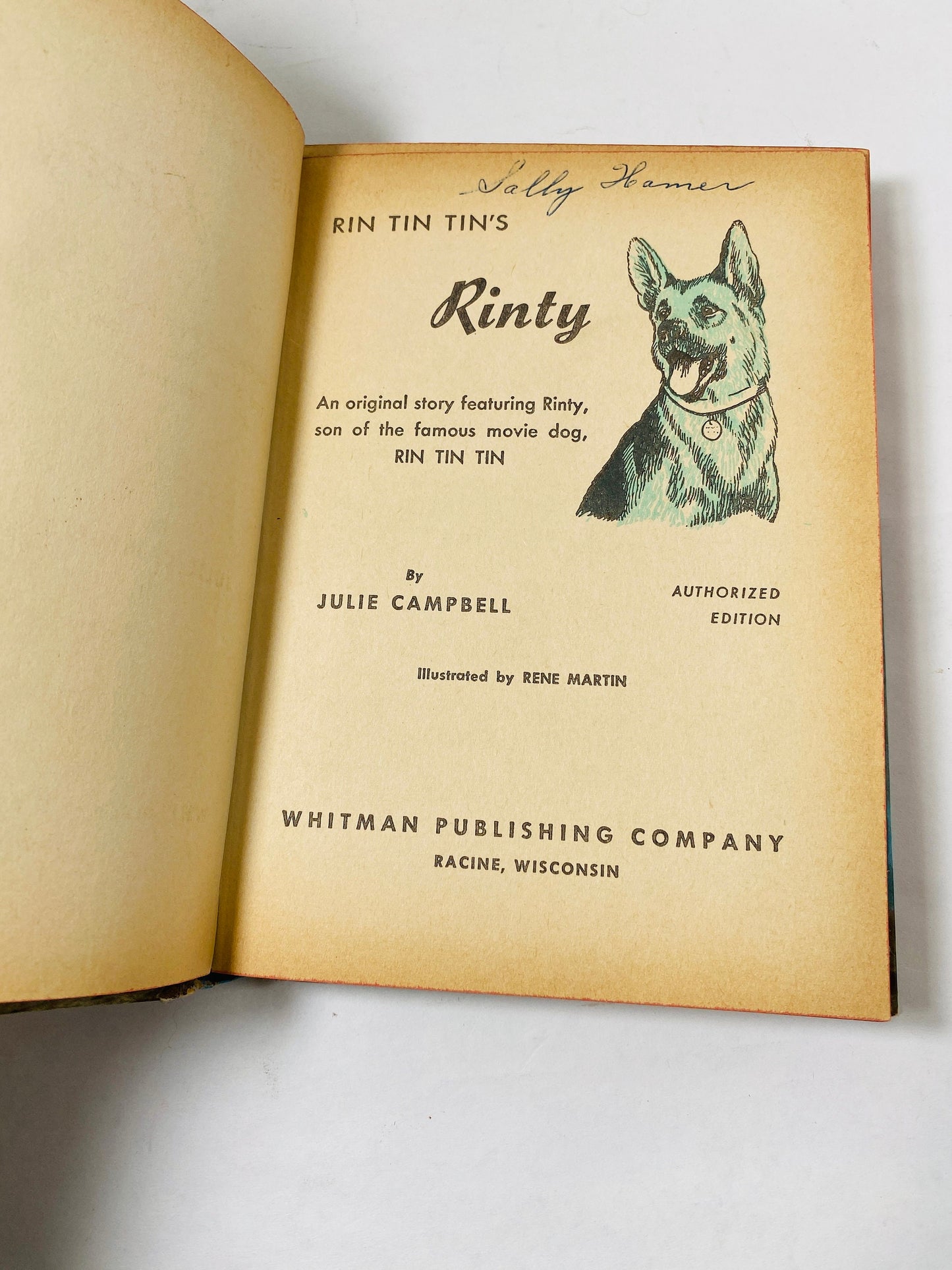 Rinty television vintage Rin Tin Tin book famous German Shepherd movie by Julie Campbell circa 1954 Cello Cameo Edition Gift for Dog Mom Dad