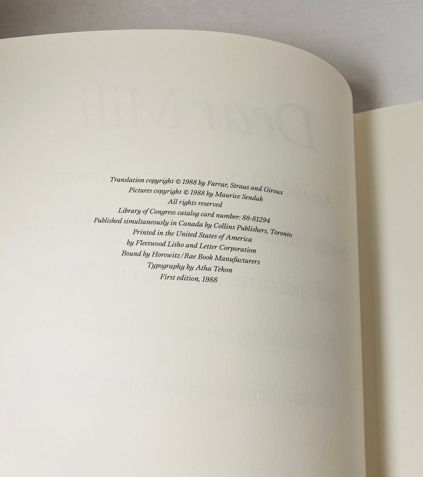 Dear Mili by Maurice Sendak FIRST EDITION vintage book circa 1988 about a mother who sends her daughter into the forest to save her from war