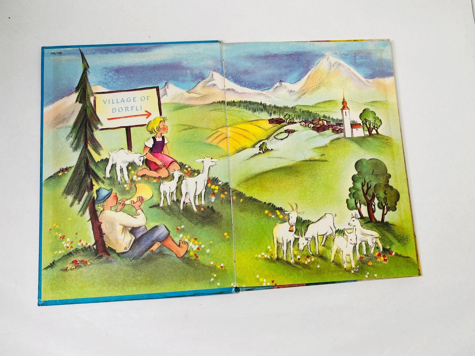 Heidi vintage Illustrated book circa 1946 by Johanna Spyri adapted by Florence Hayes illustrated by Erika Wihs Children's nursery decor