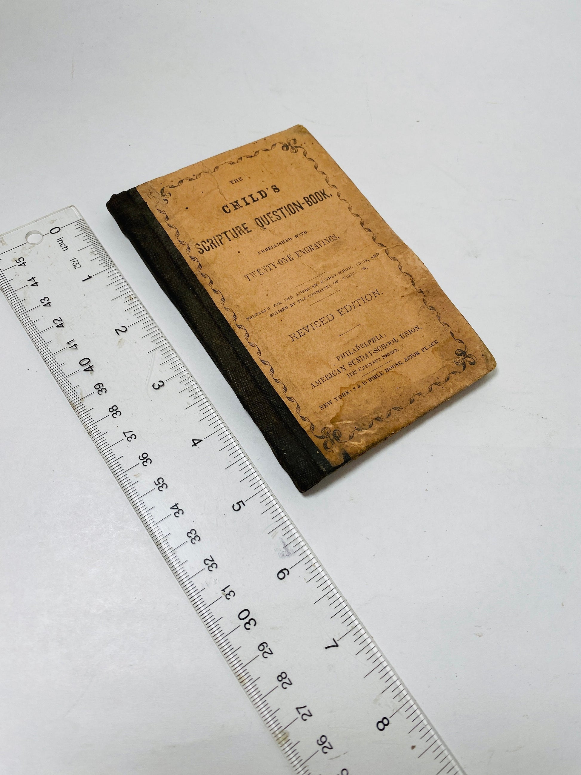 1879 Antique Sunday School book The Child's Scripture Question Book vintage miniature Philadelphia Sunday-School Union small Christian