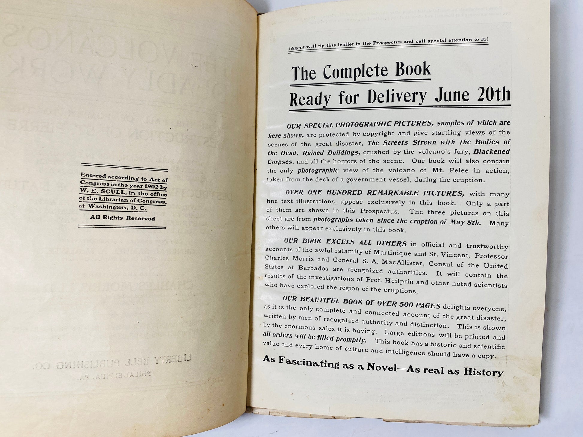 1902 Volcano's Deadly Work From the Fall of Popeii to the Destruction of St Pierre FIRST EDITION antique book Martinique and St. Vincent