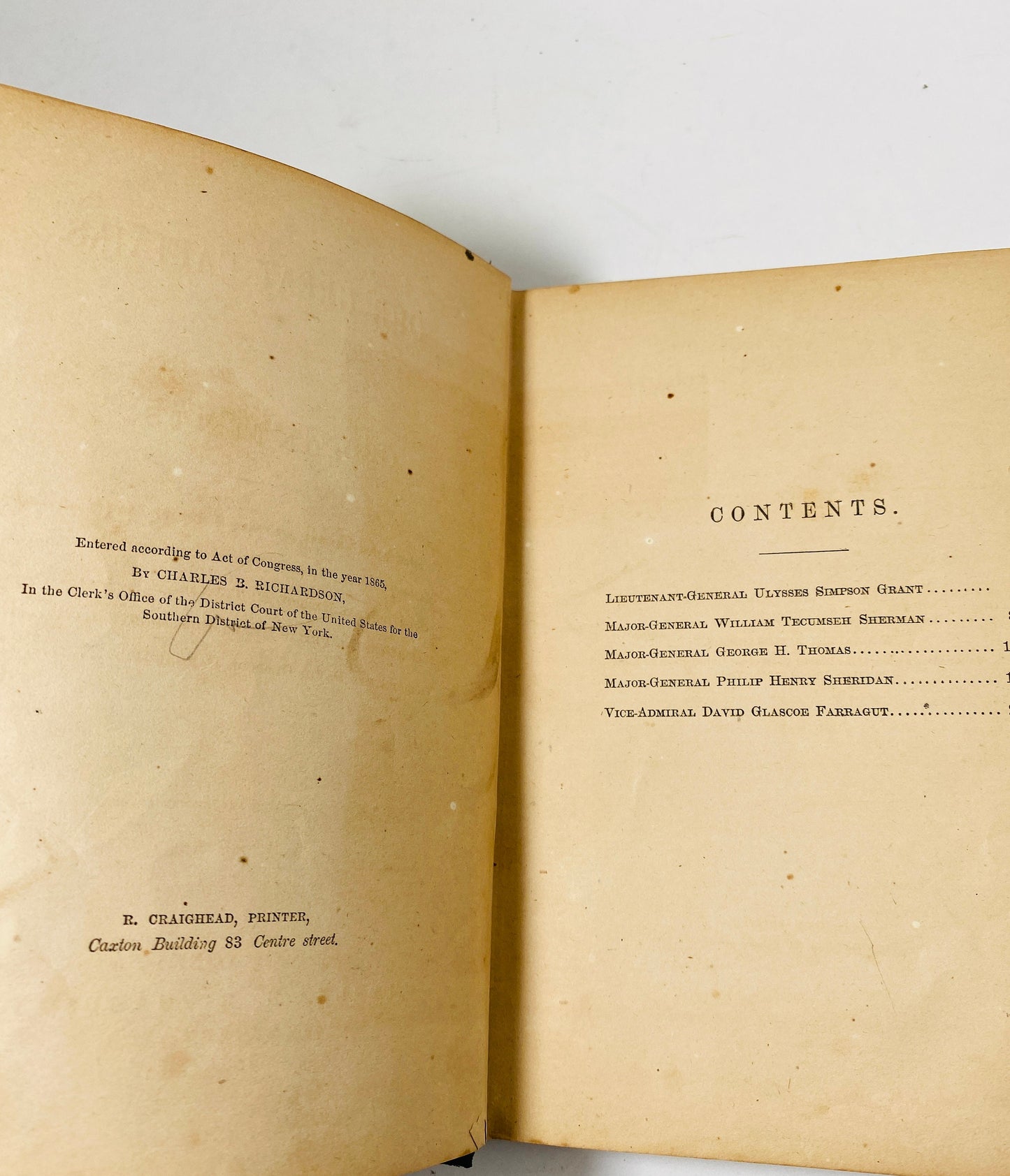 Our Great Captains vintage book about Grant, Sherman, Thomas, Sheridan & Farragut circa 1865 by Brockett GORGEOUS Civil War collectible