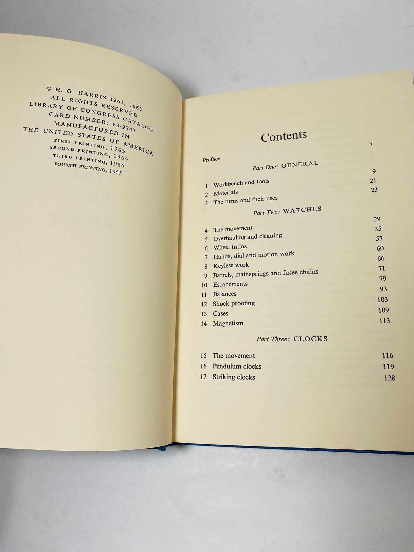 Watch and Clock Repairs vintage book by Harris circa 1967 Industry and Craftsmanship collector gift retro antique guide