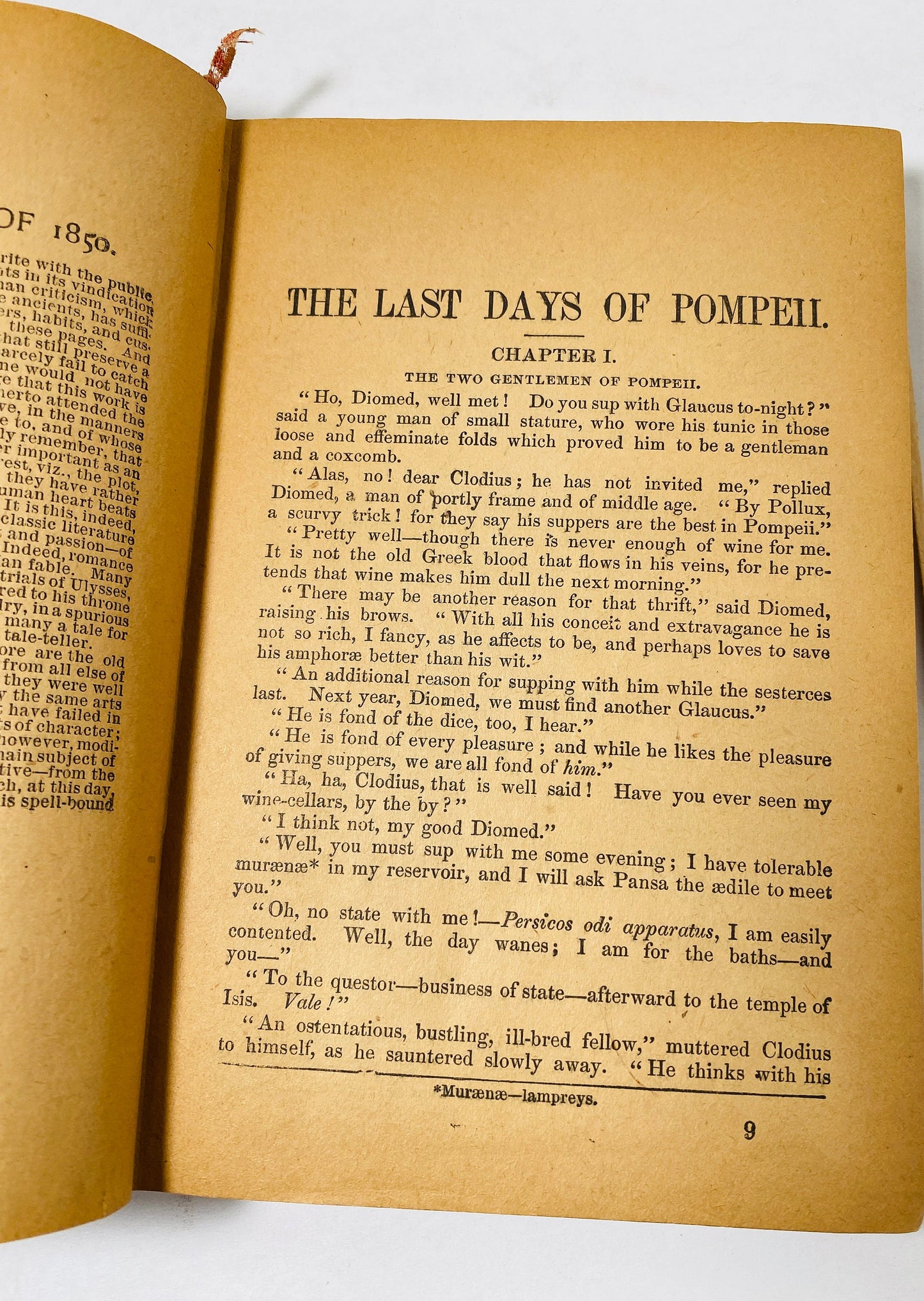 1850 Last days of Pompeii Victorian vintage book by Edward Bulwer Lyton antique collectible made into opera by Errico Petrella