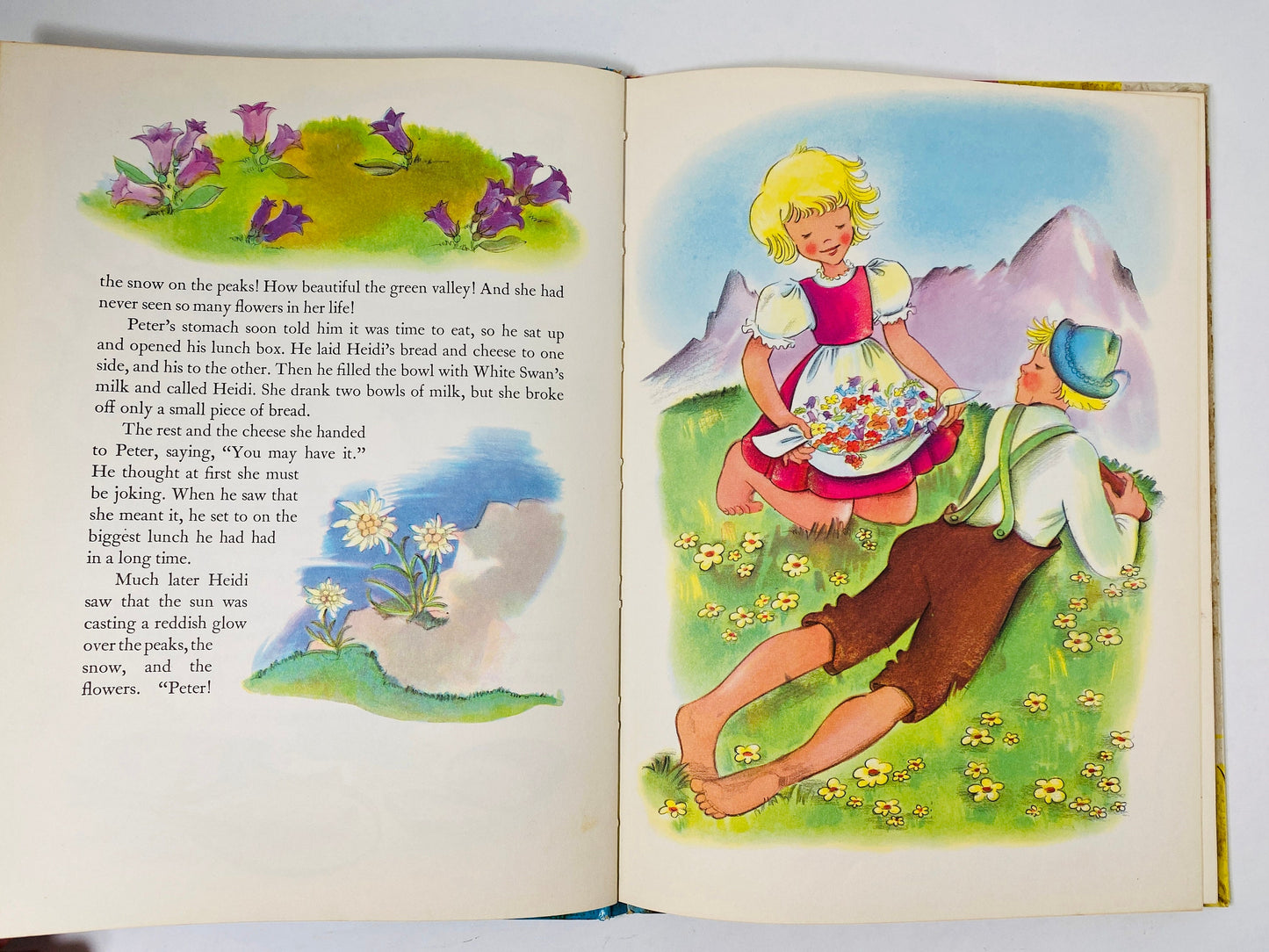 Heidi vintage Illustrated book circa 1946 by Johanna Spyri adapted by Florence Hayes illustrated by Erika Wihs Children's nursery decor