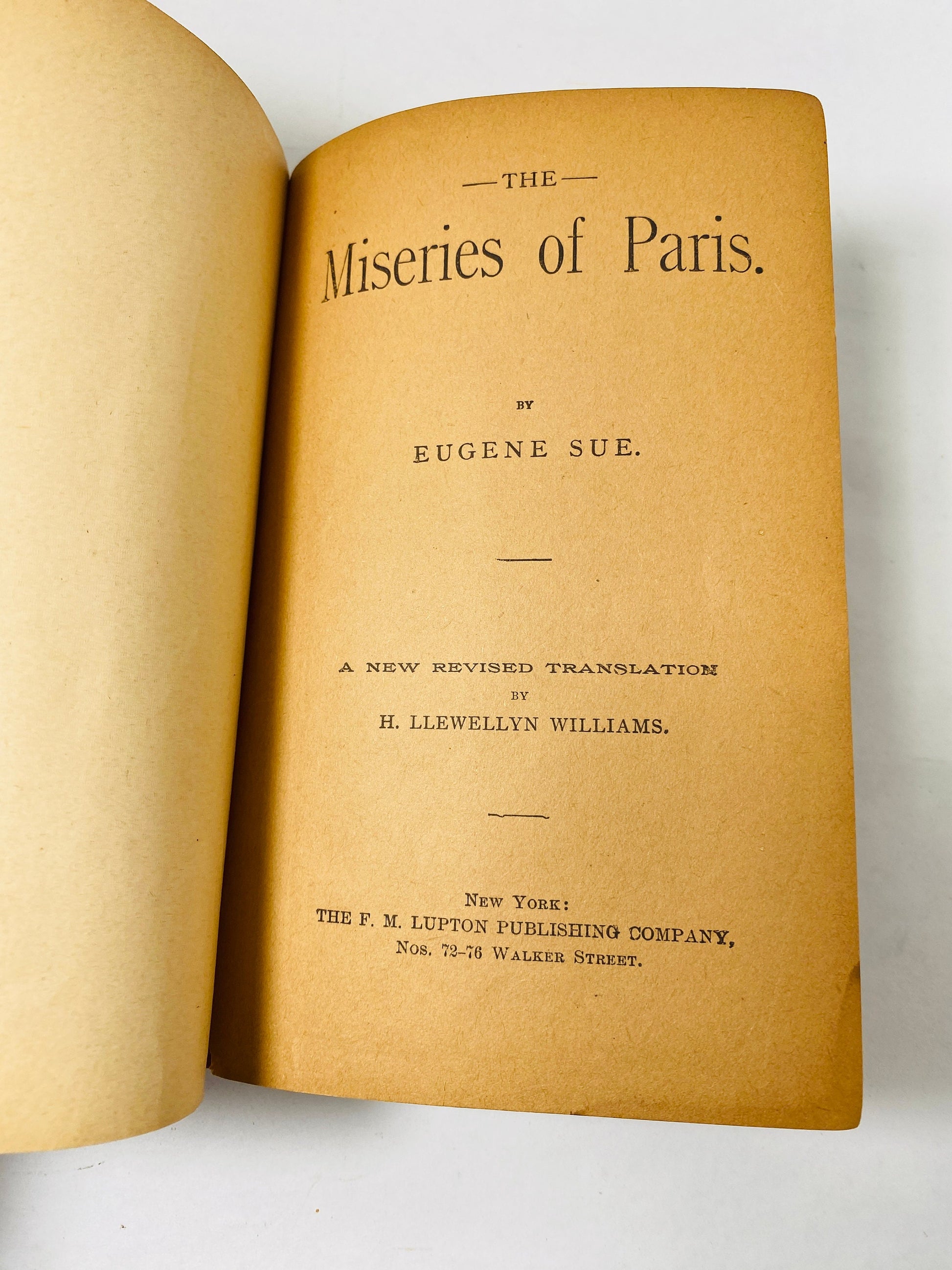 1840 Mysteries of Paris Vintage book by Eugene Sue Antique novel about Society & Class.