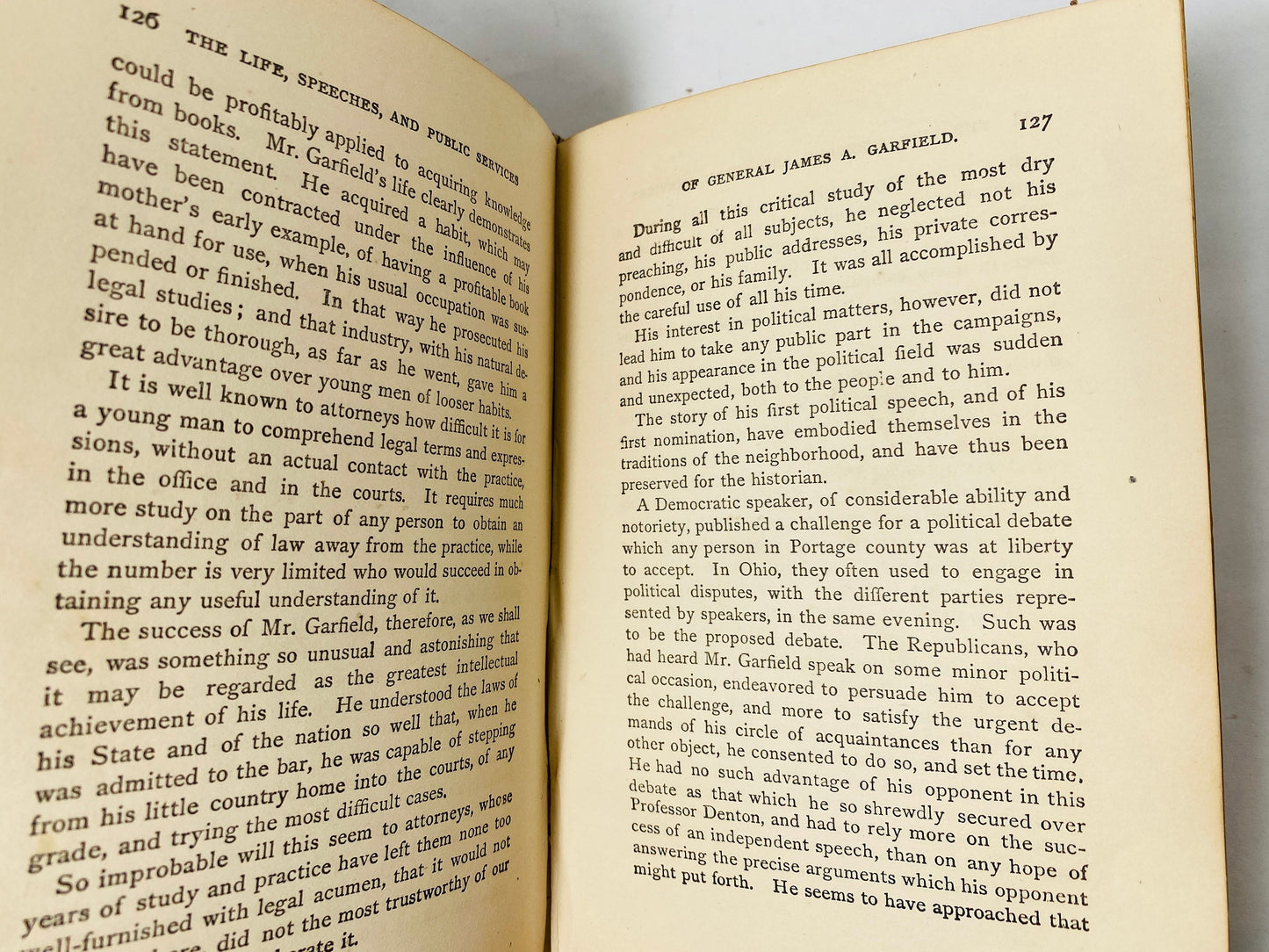 1885 Vintage brown with gold leaf poetry book of Life of James Garfield Thomas Y. Crowell & Company. President America history politics