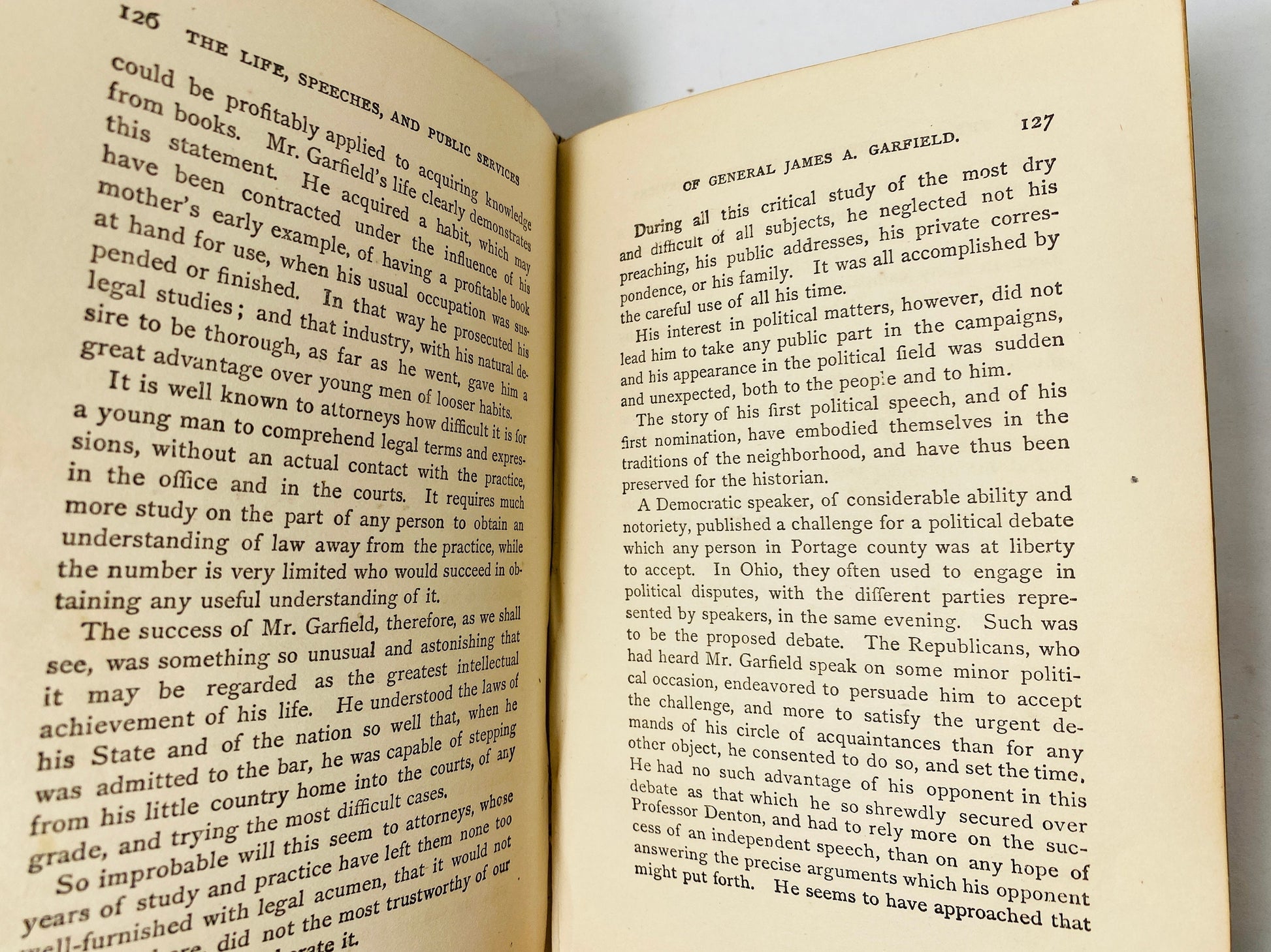 1885 Vintage brown with gold leaf poetry book of Life of James Garfield Thomas Y. Crowell & Company. President America history politics